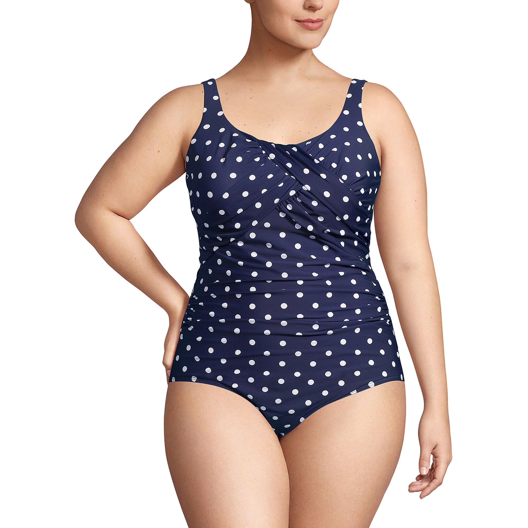 Lands' End Women's Slender Suit Carmela One Piece Swimsuit - Slimming Bathing Suit for Women, Tummy Control Swimwear - Perfect for Beach, Pool & Vacation