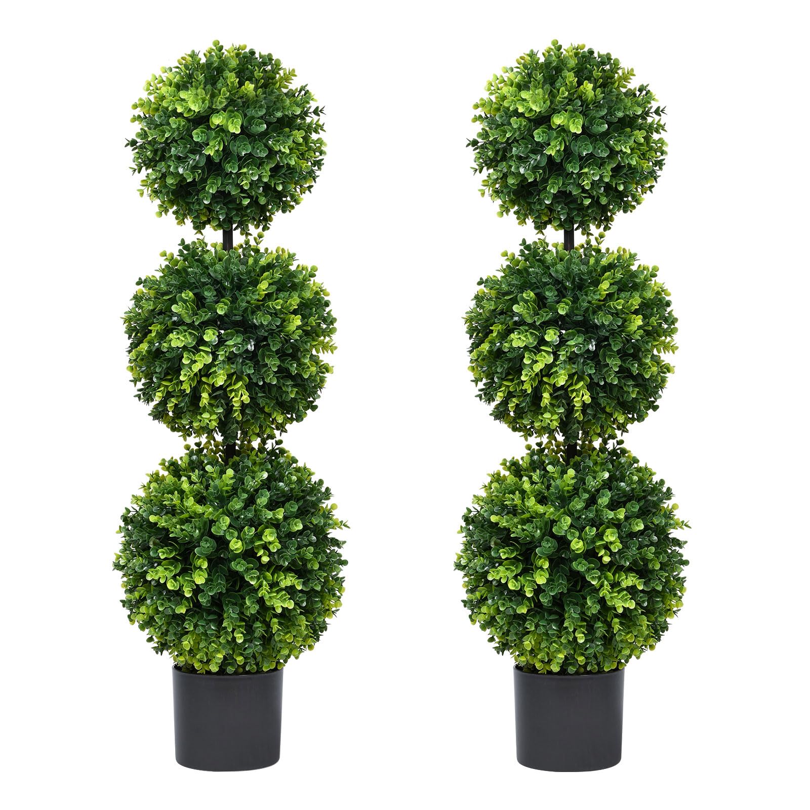 Lvydec 2 Pack 3ft Artificial Boxwood Topiary Ball Trees - Realistic Potted Plants for Indoor & Outdoor Decor | Perfect for Front Door, Porch, Living Room, Office & Garden Decorations
