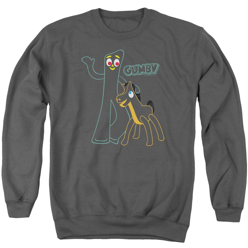 Gumby Outlines Unisex Adult Crewneck Sweatshirt for Men & Women - Soft Cotton Pullover Hoodie for Casual Wear, Street Style & Lounge Comfort