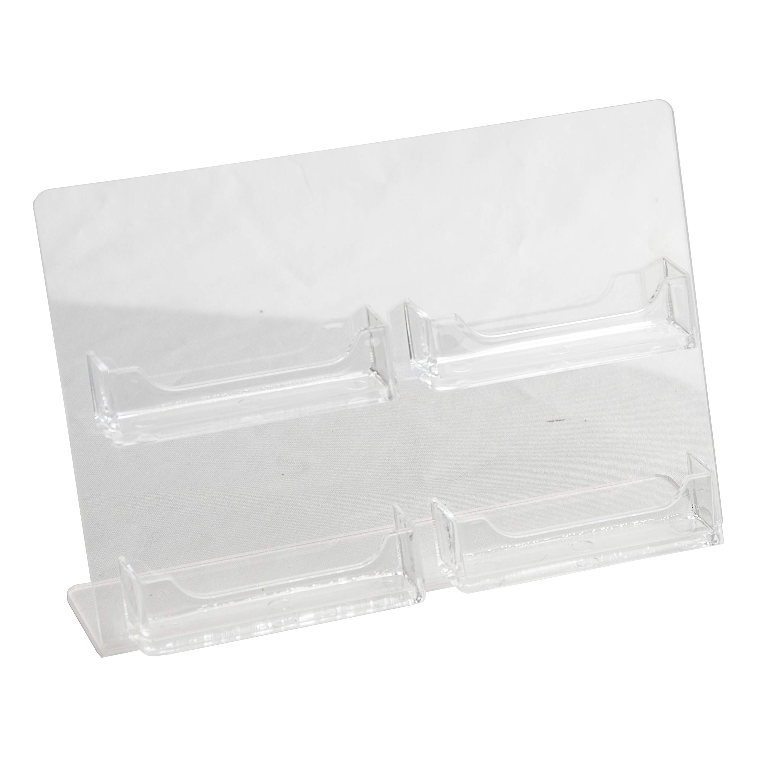 Clear Acrylic Slant Back Business Card Holder for Desk - 4 Pocket Plastic Countertop Organizer (3.5x2 Inches) - Office Desk Accessory for Business Cards Display - Perfect for Reception, Conference Rooms & Professional Workspaces (Single Pack)