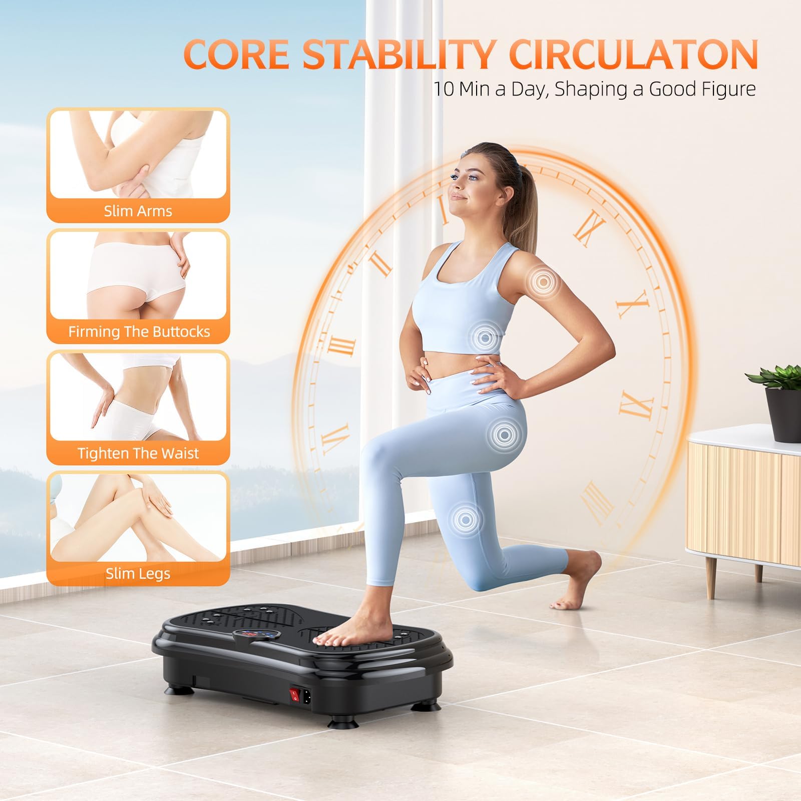 Vibration Plate Exercise Machine for Weight Loss & Full Body Toning - 180 Adjustable Speeds, 400 lbs Capacity - Lymphatic Drainage & Muscle Recovery - Perfect for Home Gym, Physical Therapy & Fitness Training