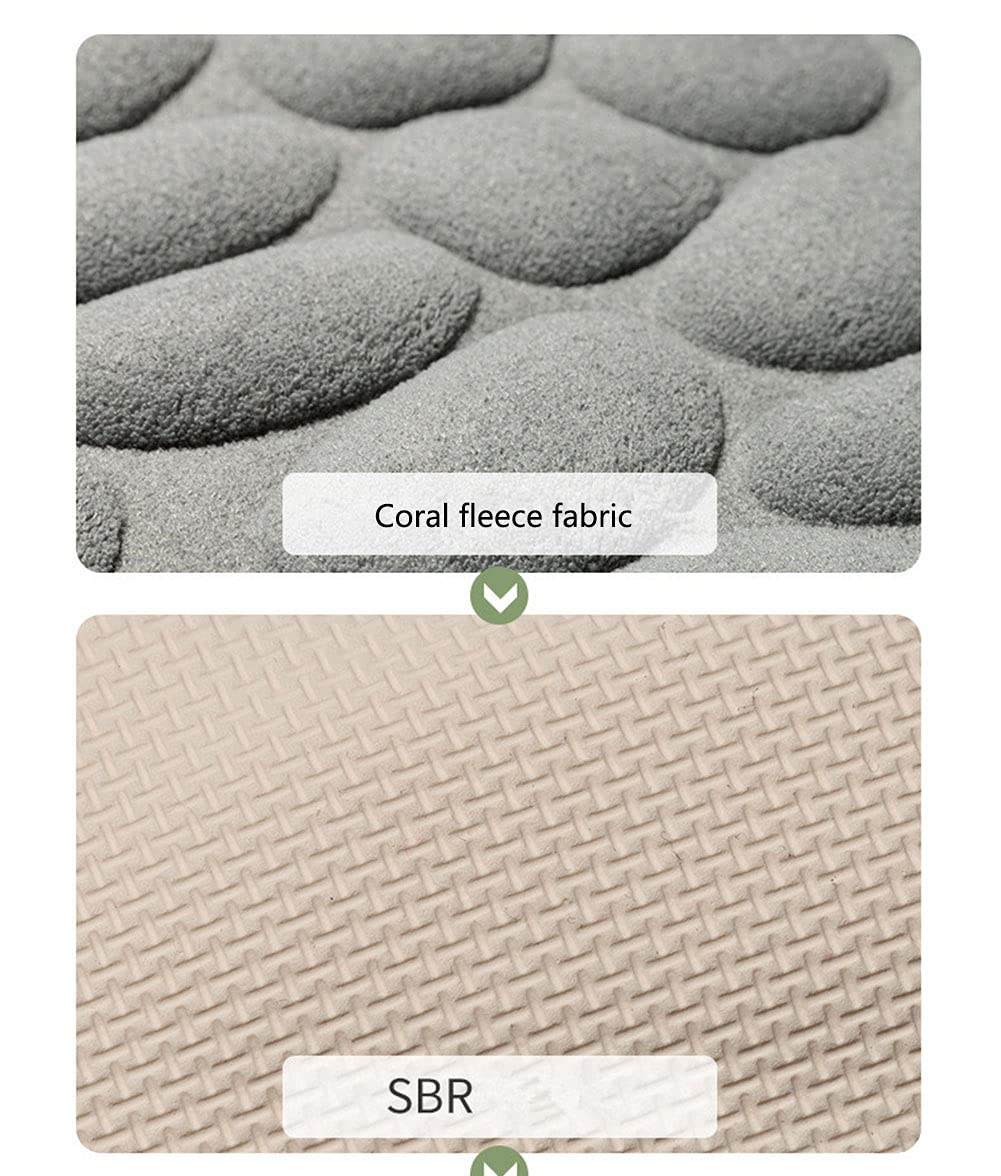 Premium Memory Foam Bath Mat - Ultra Soft, Quick-Dry & Water Absorbent Non-Slip Bathroom Rug - Stone Pattern Washable Floor Mat (15.6