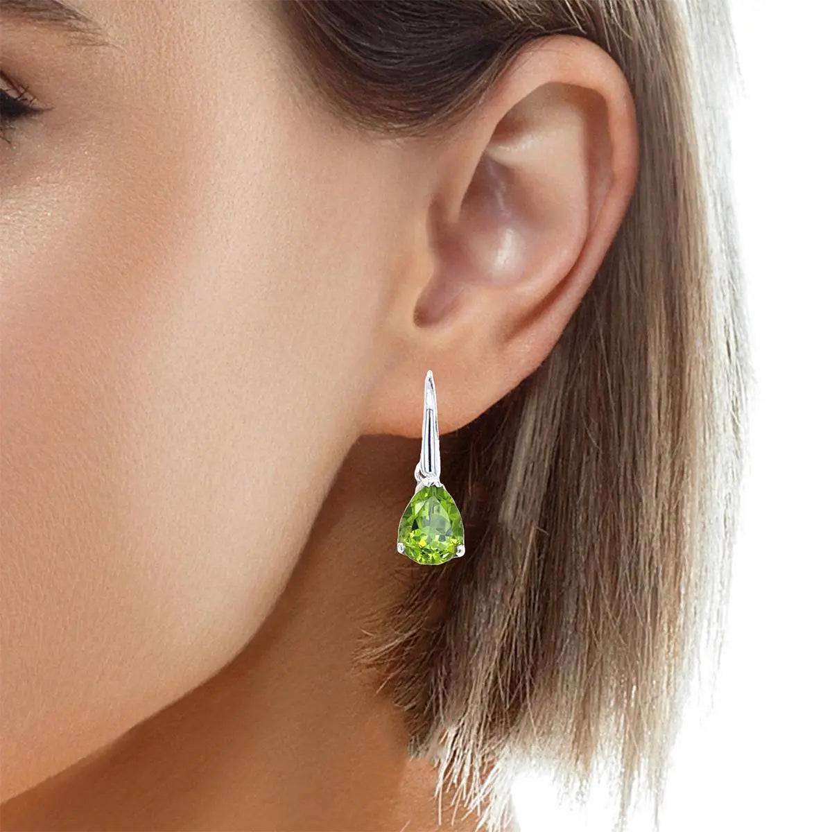 Peridot Sterling Silver Earrings for Women - Dainty Green Gemstone Jewelry - Perfect for Everyday Wear, Gift Giving & Special Occasions