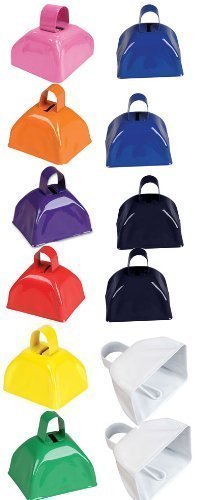 12 Pack 3 Inch Cow Bells - Loud Noise Makers for Sporting Events, Cheering, Parties & Festivals - Assorted Color Animal Bells - Perfect for Football Games, Parades & Team Spirit Activities