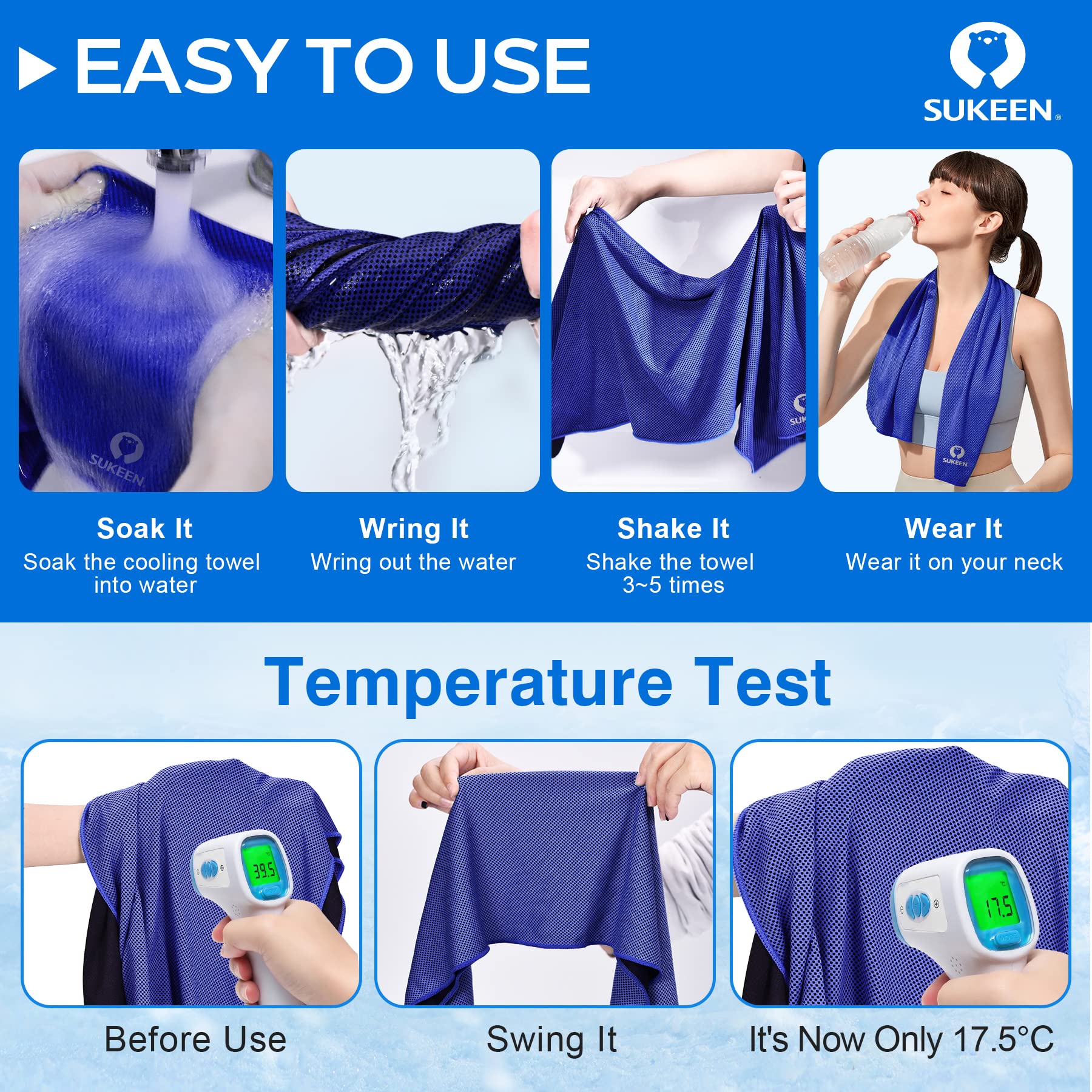 Cooling Towel for Sports & Fitness - Sukeen Instant Evaporative Cooling Neck Wrap (40