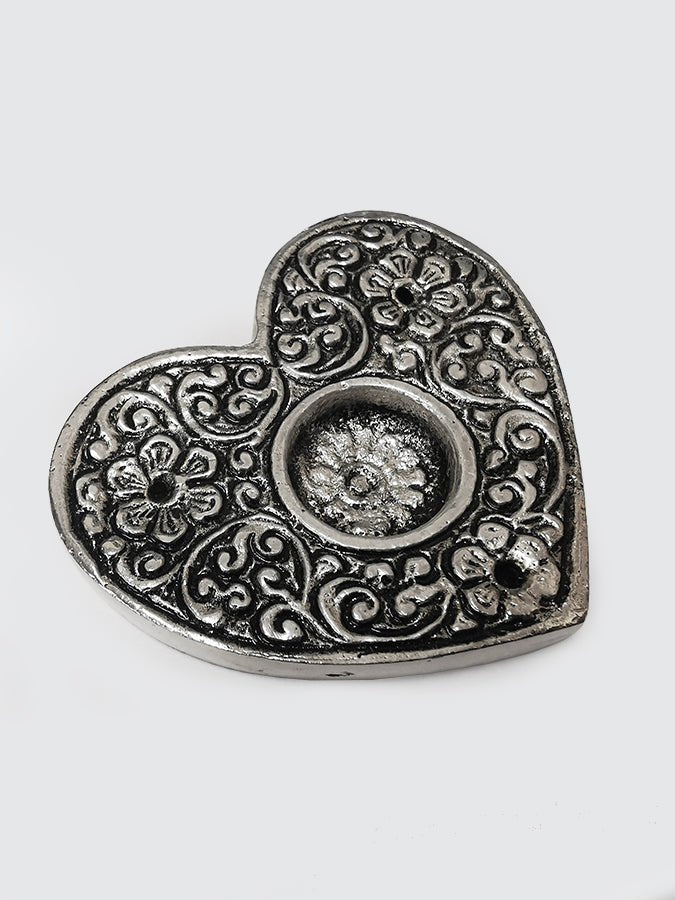 Namaste Metal Embossed Heart-Shaped Incense Holder - Perfect for Meditation, Yoga & Home Decor