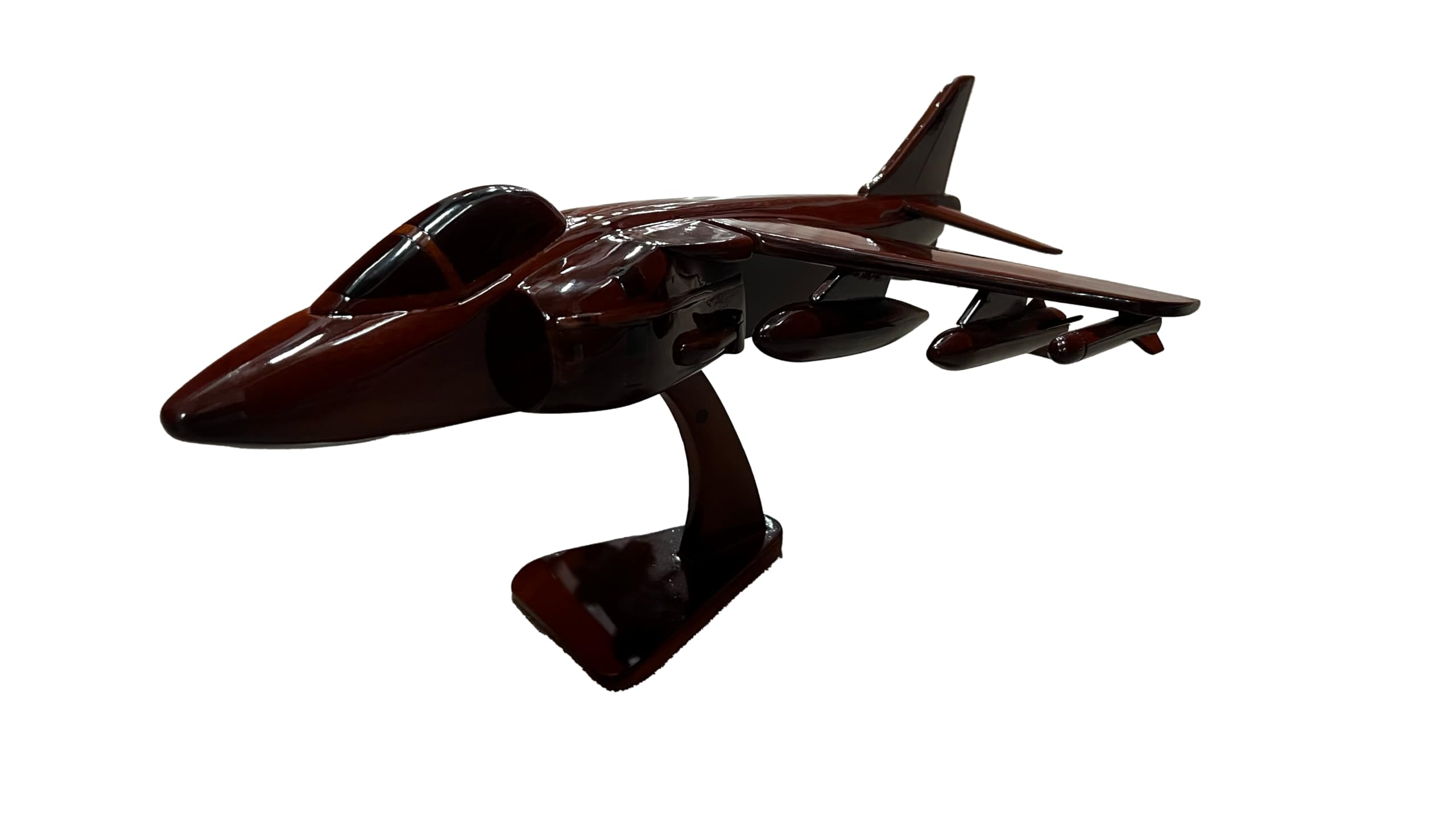 AV-8 Harrier Wooden Desktop Airplane Model - Handcrafted Mahogany Display Piece for Office Decor, Military Collectors & Aviation Enthusiasts
