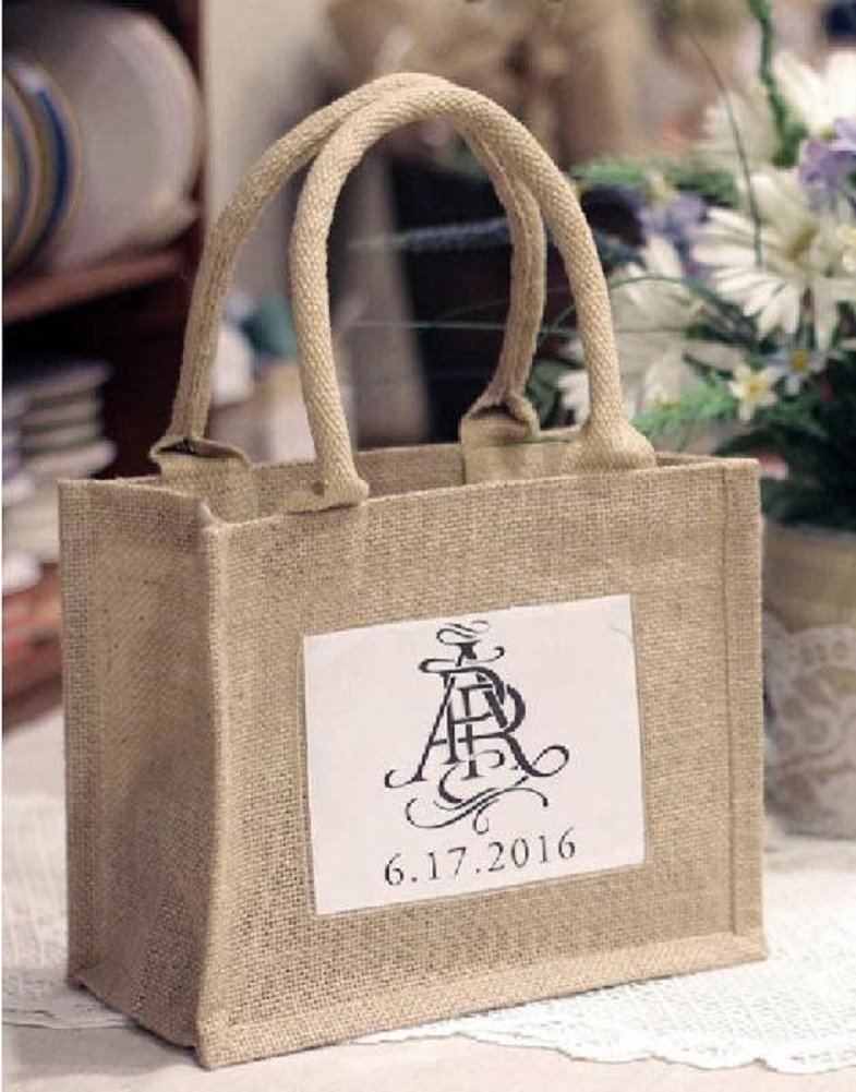 Eco-Friendly Mini Jute Gift Tote Bags with Clear Pocket - 24 Pack for Wedding Favors, Party Decorations & DIY Crafts | Perfect for Bridal Showers, Baby Showers & Holiday Gifting