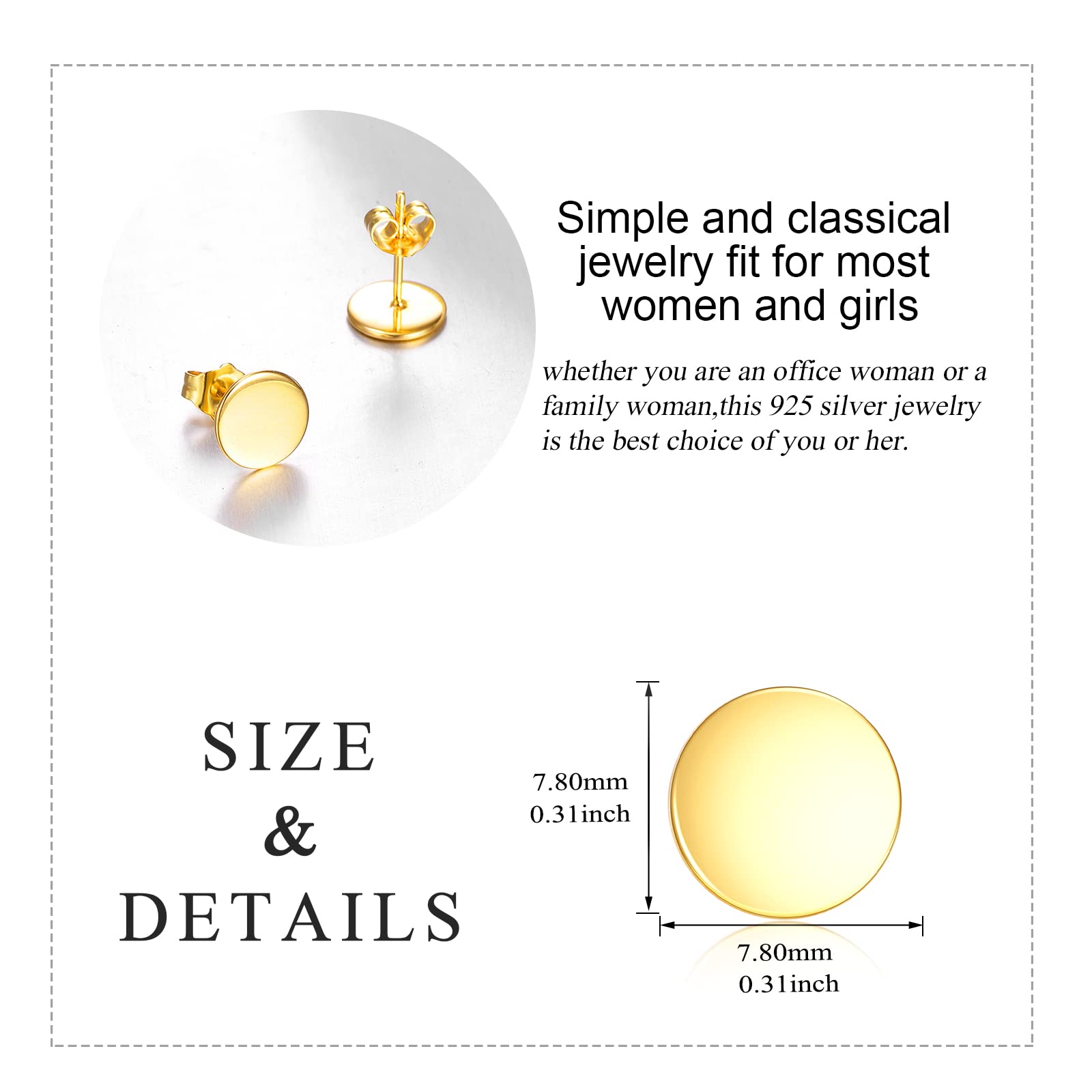 14K Yellow Gold Dot Stud Earrings for Women - Classic Minimalist Post Earrings - Perfect Christmas Gift, Birthday Present & Everyday Jewelry (Ideal for Work, Parties & Special Occasions)