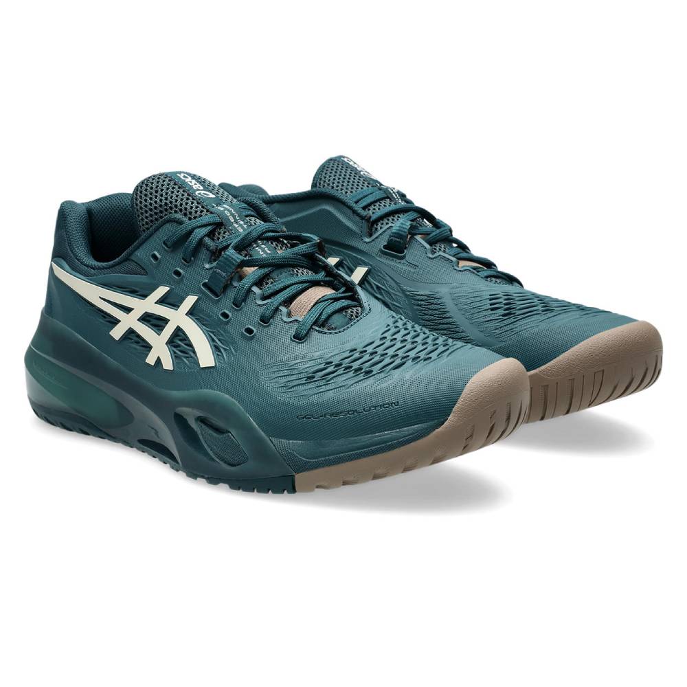 ASICS Gel Resolution X Men's Tennis Shoes - Lightweight Performance Court Shoes for Hard Courts (Saxon Green/Birch) | Ideal for Competitive Tennis Matches & Training Sessions