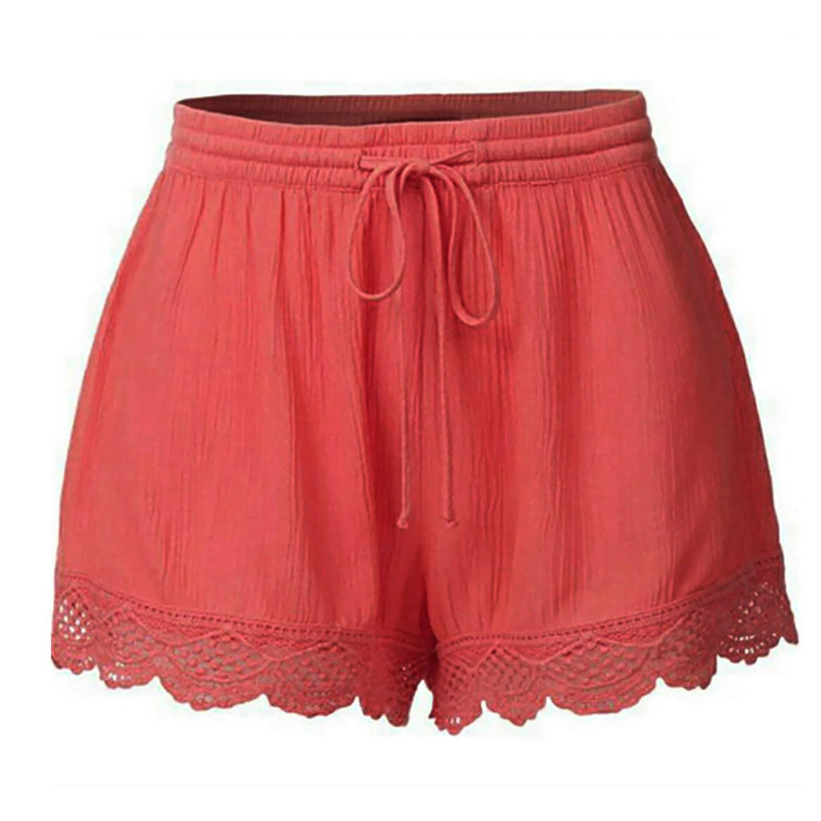 JEGULV Women's Casual Drawstring Shorts - Plus Size Elastic Waist, Lightweight for Summer & Beach