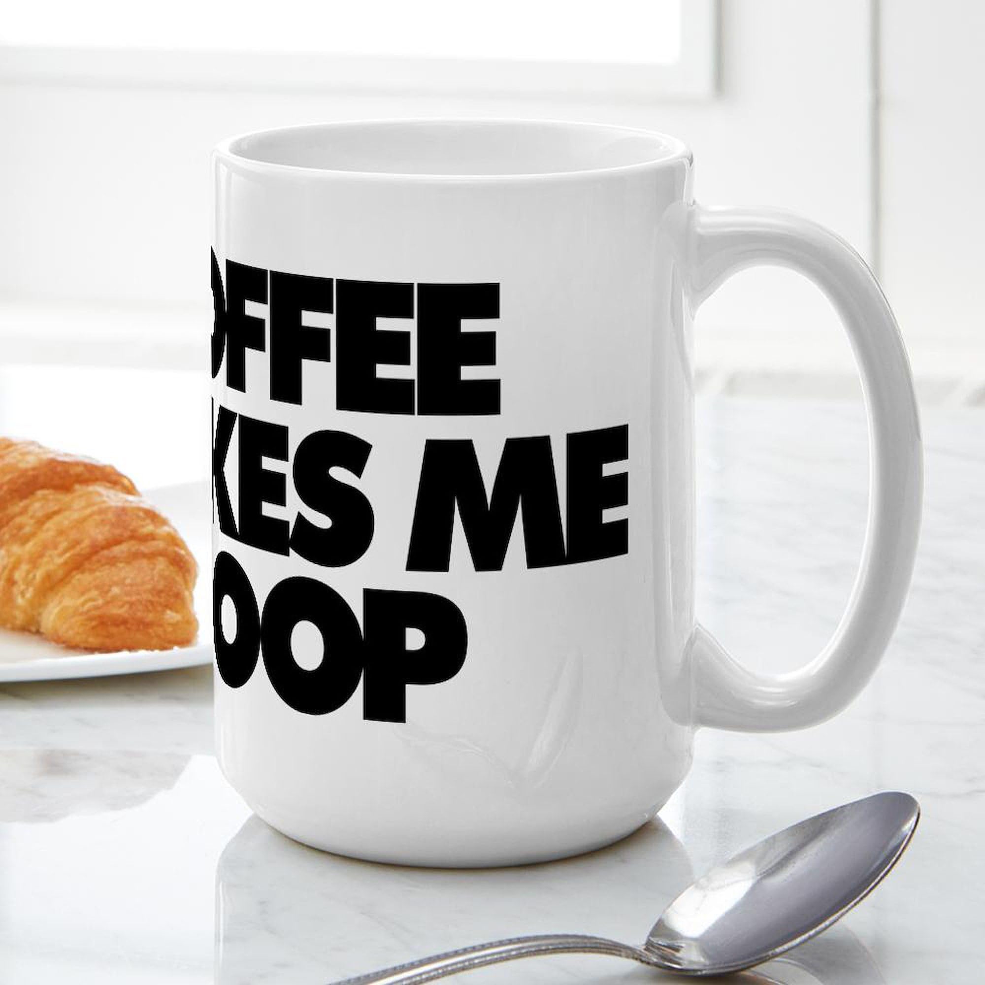 Funny Coffee Mug - 15 oz (444 ml) Ceramic Coffee Cup with 'Coffee Makes Me Poop' Humor - Perfect for Office, Home & Gag Gifts