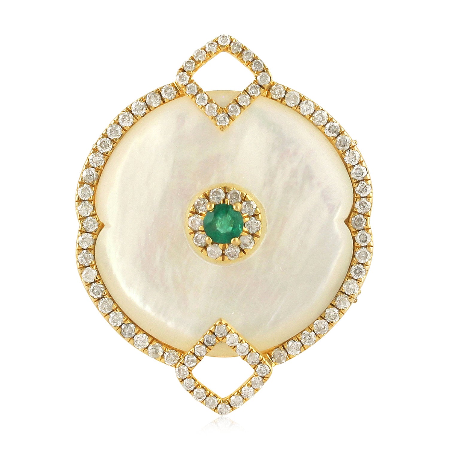 Exquisite Round Emerald Cut Mother of Pearl Diamond Wedding Ring in Gold – Perfect for Bridal, Engagement, and Anniversary Jewelry Gifts