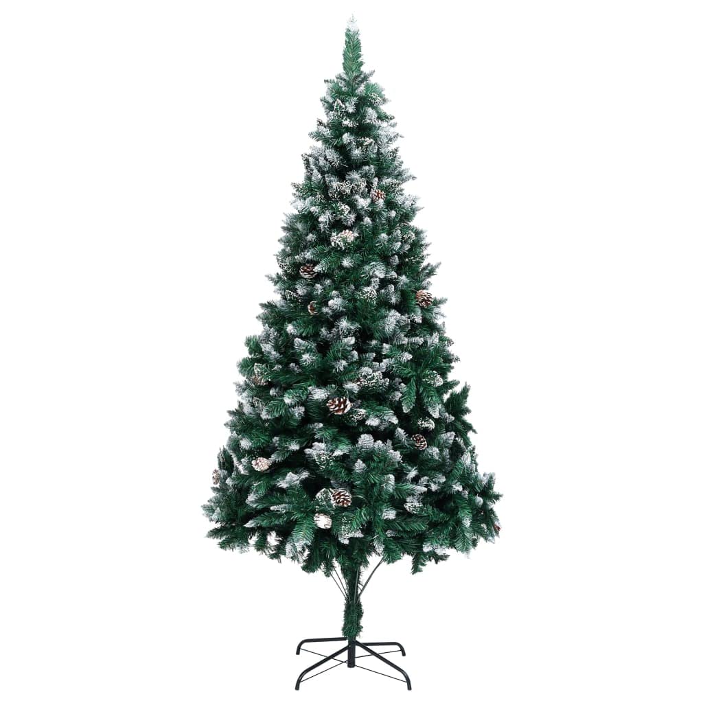 8ft Artificial Christmas Tree with Pine Cones & Snow Tips - Eco-Friendly Lifelike Holiday Decor with Sturdy Metal Base | Perfect for Living Room, Office & Christmas Party Decoration