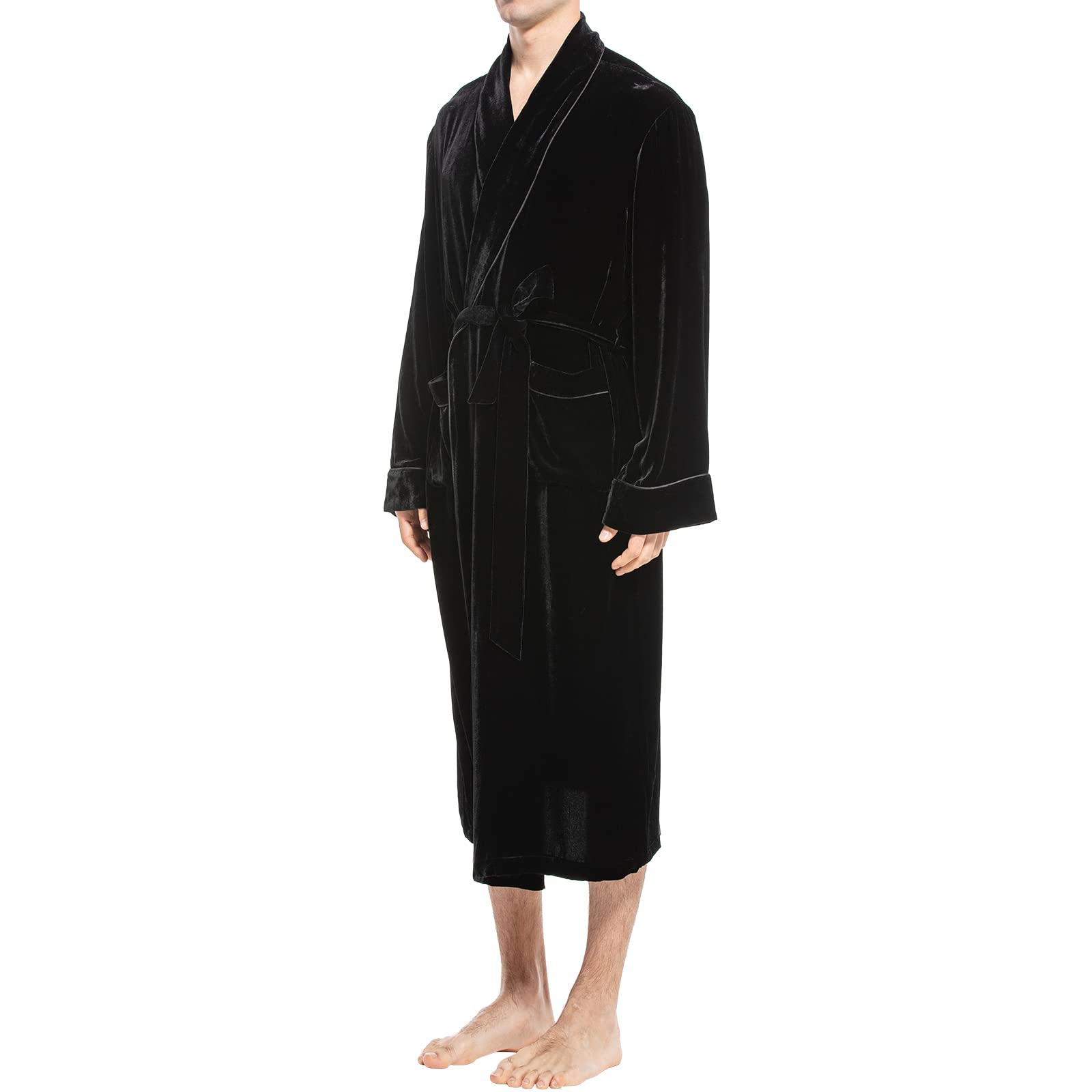 Luxury Men's Silk Velvet Robe - Soft Bathrobe & Nightgown for Autumn/Winter - Perfect for Spa, Lounge & Home Relaxation
