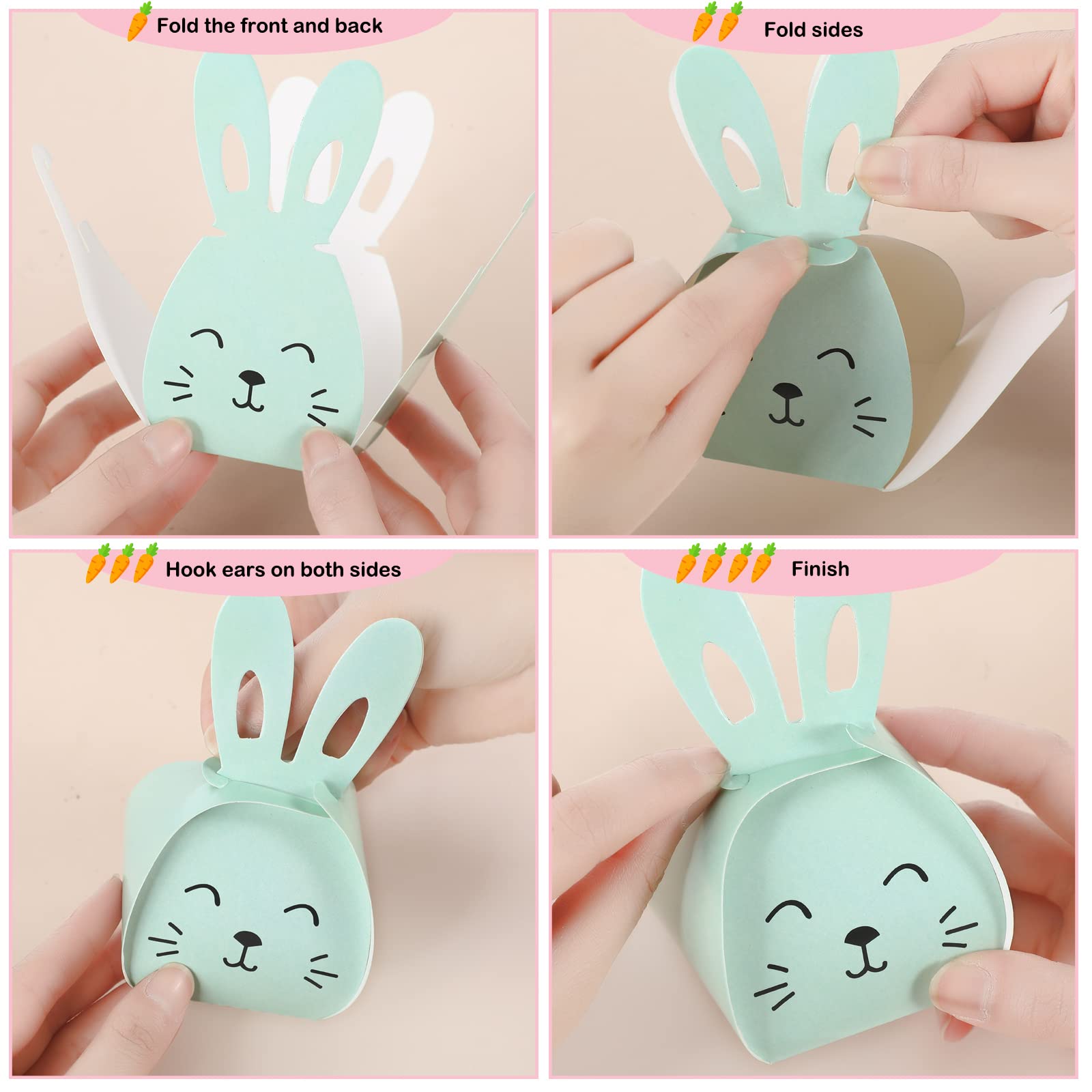 36 Pcs Easter Treat Boxes - Bunny & Duck Shaped Paper Goodie Bags for Candy, Cookies & Party Favors | Cute Rabbit Design for Kids Easter Party, Baby Shower & Holiday Gifts