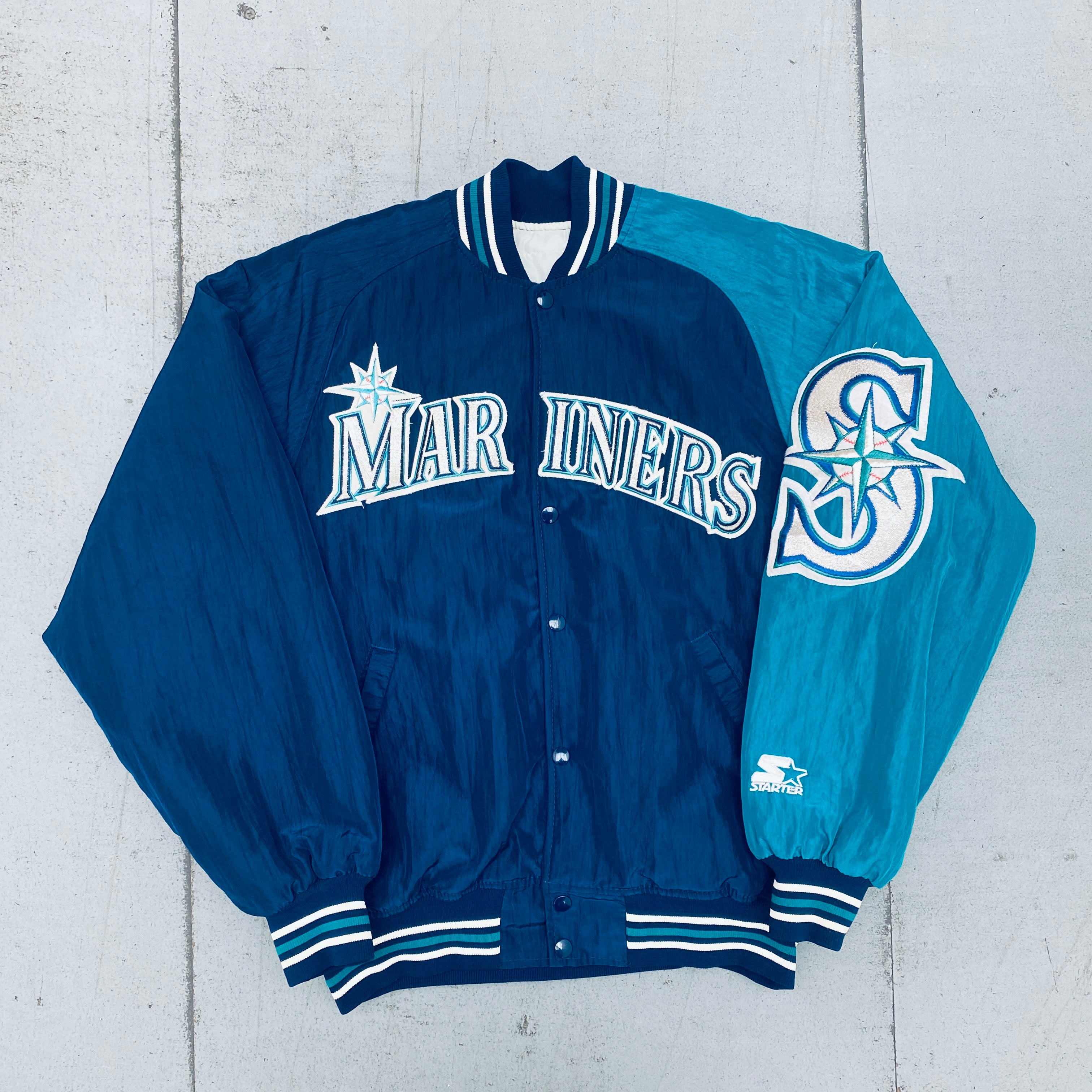 Seattle Mariners 1990s Diamond Collection Coach's Dugout Starter Bomber Jacket - Vintage Baseball Jacket for Men (Medium) - Perfect for Game Day, Sports Events & Retro Fashion