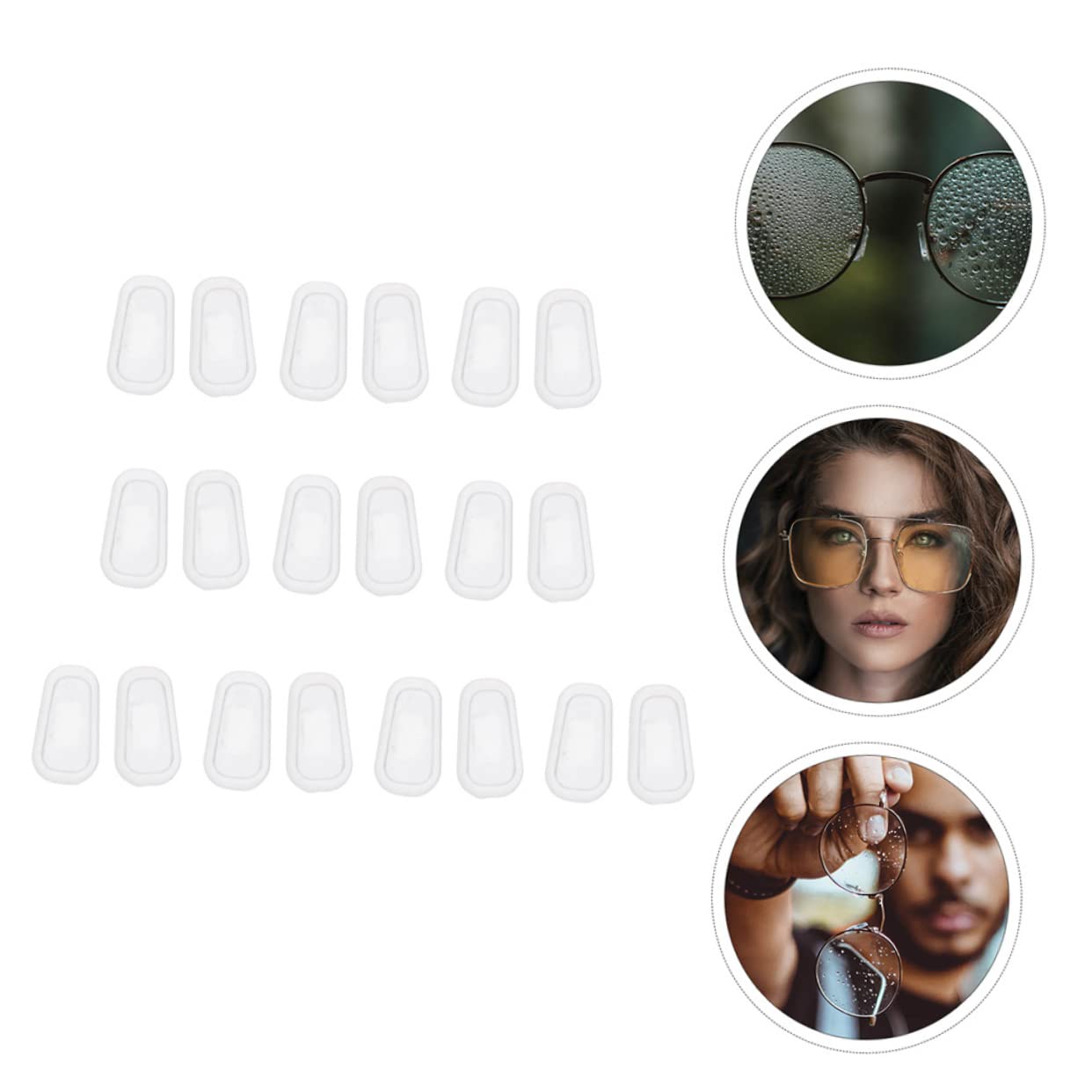 GLEAVI 60 Pairs Silicone-Free Nose Pads for Glasses - Soft Comfortable Eyewear Nose Pads - White Silica Gel Nose Piece - Perfect for Reading, Computer Use, and Daily Wear
