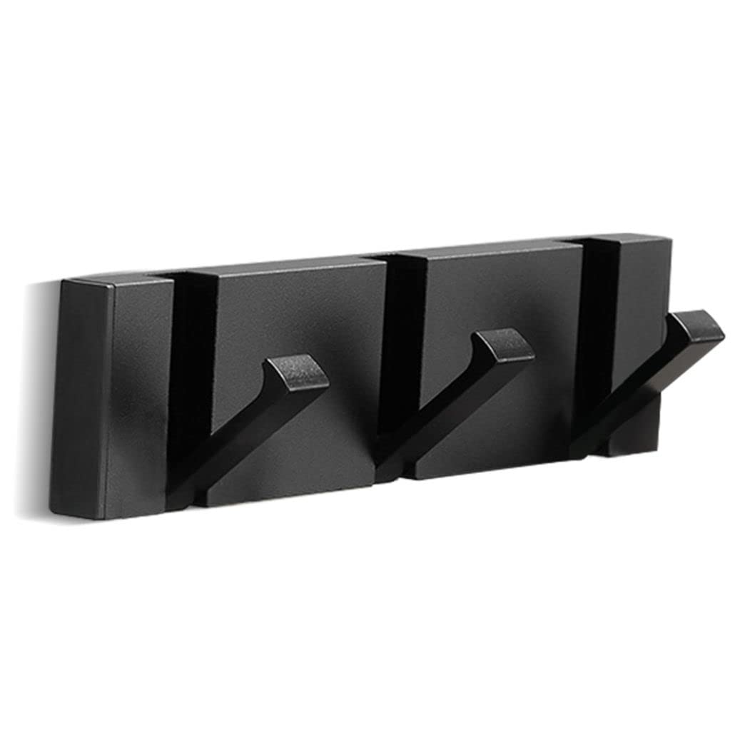 3-Pack Black Aluminum Wall-Mounted Towel Hooks - No Drill Rustproof Bathroom & Door Hangers for Towels, Jackets & Organizing - Perfect for Bathrooms, Living Rooms & Entryways