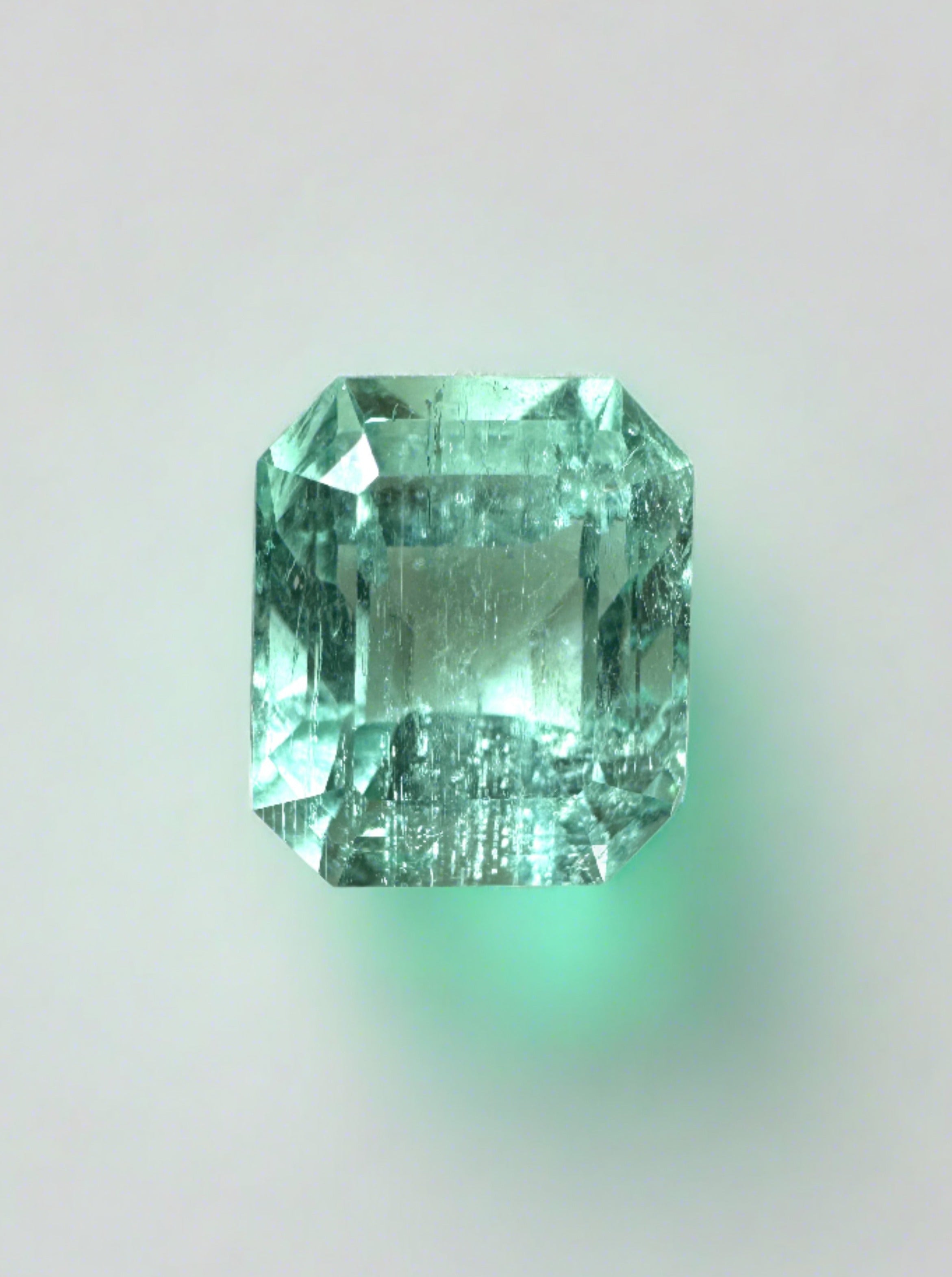 2.87 Carat 9x8mm Seafoam Green Natural Loose Colombian Emerald Gemstone - Emerald Cut for Jewelry Making, Engagement Rings & Luxury Gifts