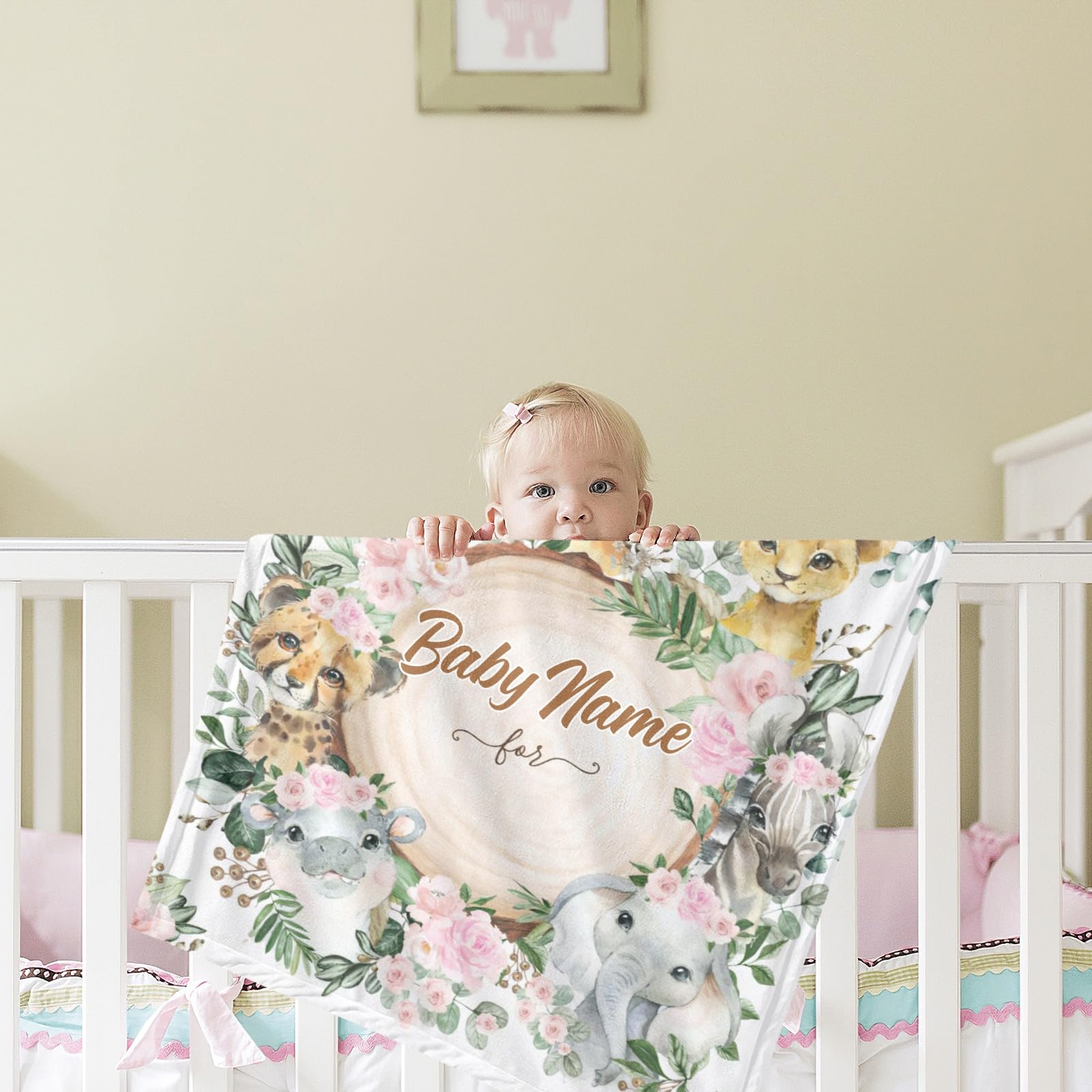 Eyesoul Personalized Baby Blankets with Name - Custom Baby Girl Gifts, Receiving Blankets & Nursery Decor for Newborns (50x60 inches) - Perfect for Christenings, Baby Showers & Nursery Decorations