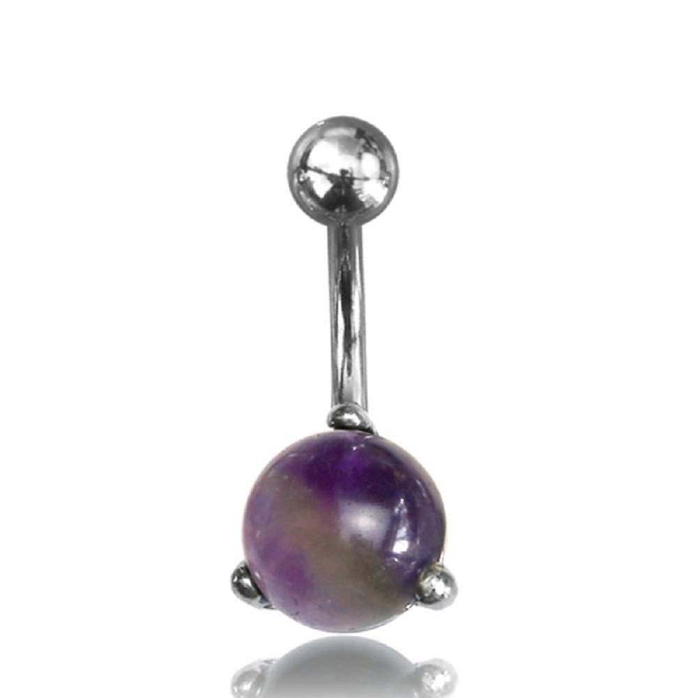Surgical Steel Belly Button Rings - Amethyst, Rose Quartz for Women - Perfect for Piercing & Fashion
