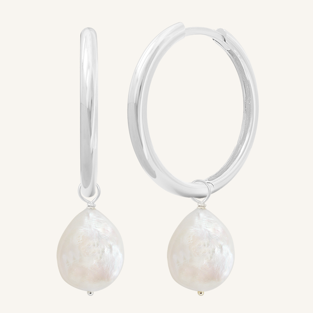 Elegant Capri Pearl Charm Hoop Earrings for Women - Perfect for Weddings, Parties & Everyday Wear