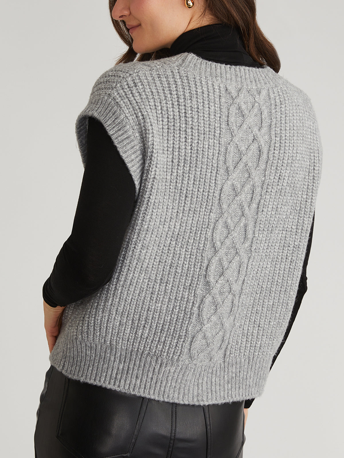 Paige Women's Button Front Cable Knit Vest - Stylish & Cozy Winter Layering Piece for Casual Outfits & Office Wear