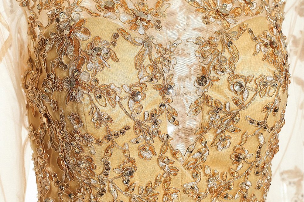 Honeydress Women's Vintage Beaded Embroidery Bow Tie Waistband Evening Gown - Perfect for Cocktail Parties, Prom, Wedding & Formal Events