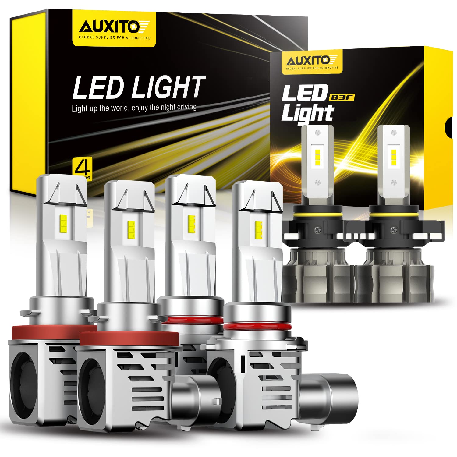 AUXITO 9005 H11 LED Bulbs & 5202 LED Fog Lights Combo Kit - 300% Brighter, Mini Size, Halogen Replacement - Perfect for Cars, Trucks, SUVs Headlight & Fog Light Upgrade