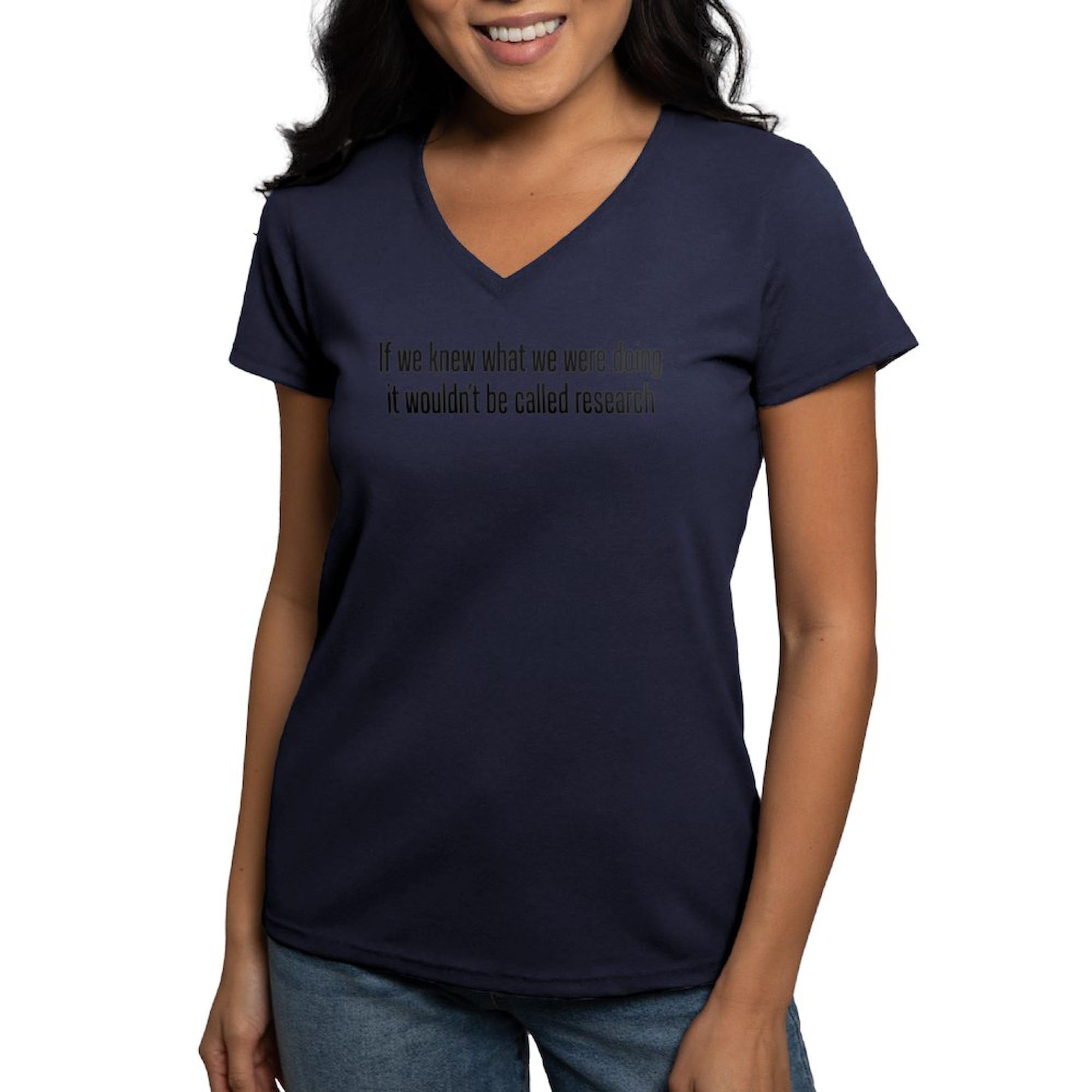 Women's Cotton V-Neck T-Shirt - 'They Call It Research' Funny Science Tee | Comfortable Casual Wear for Work, School & Everyday Outfits