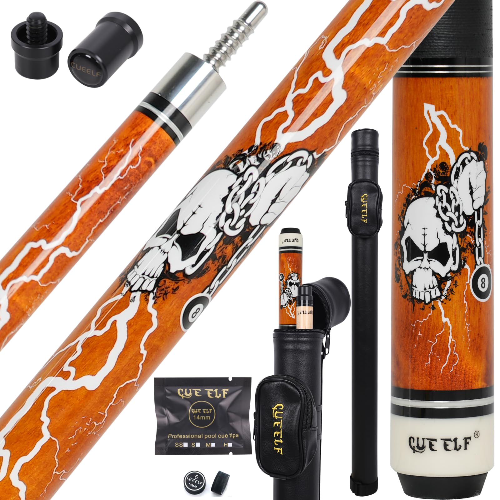 Professional Pool Cue Stick with Low Deflection 13mm Black Tip - Hardwood Canadian Maple Billiard Cue for Precision Shots | Perfect for Tournaments, Bars & Home Game Rooms