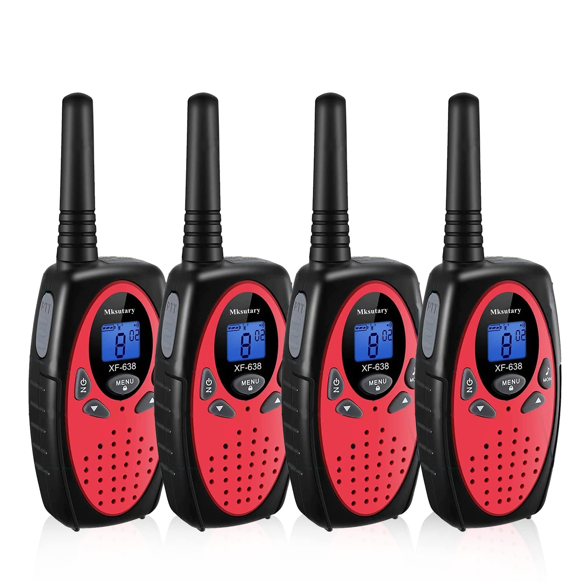 4 Pack Kids Walkie Talkies - 2 Way Radios with 3 Mile Long Range & 22 Channels | Handheld Toy Gift for Boys Girls Ages 3-12 | Perfect for Camping, Hunting, Car Trips & Outdoor Adventures (Red)