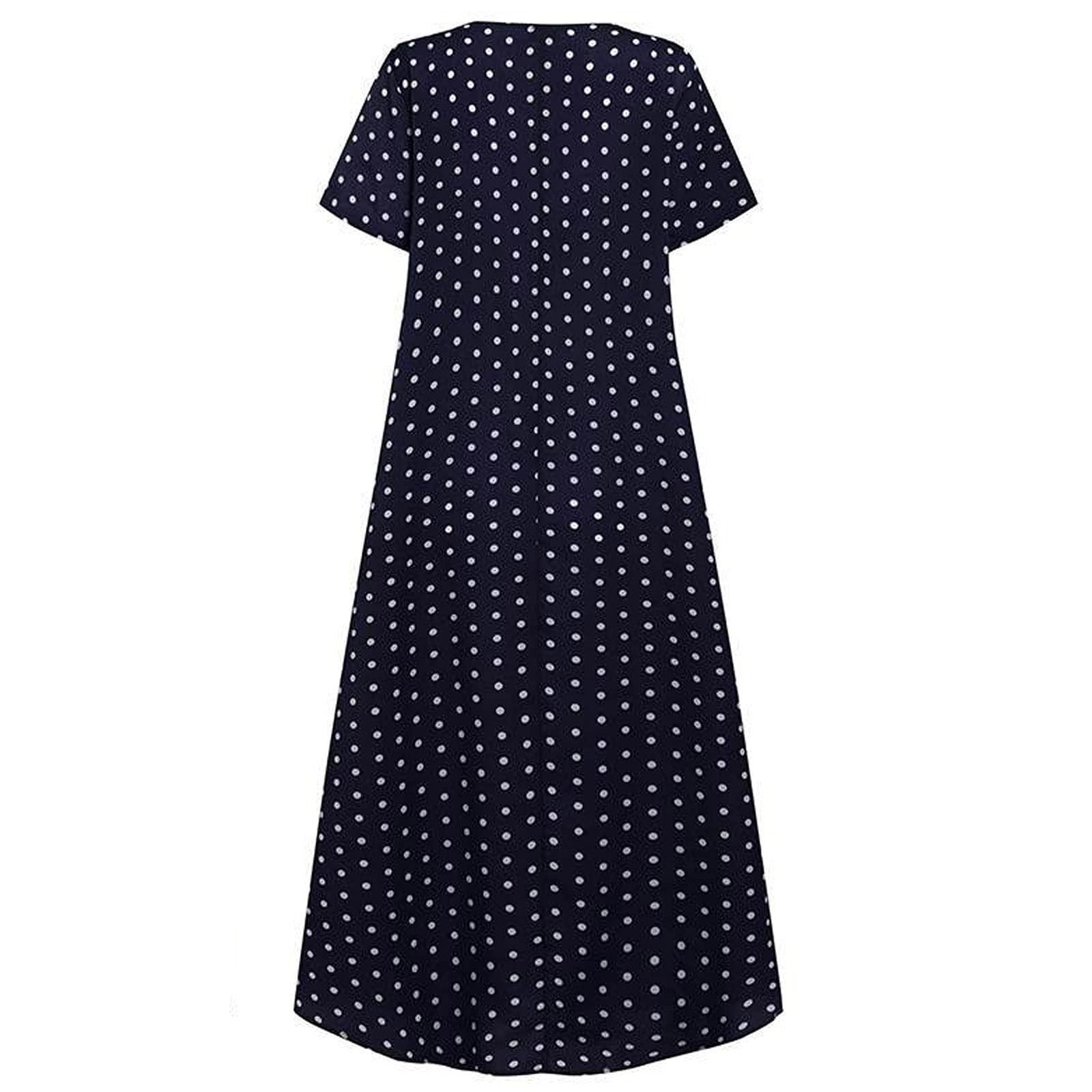 Women's Summer Dresses 2023 - Casual Flowy Short Sleeve Printed Maxi Dress with Pockets, O-Neck Loose Fit Wedding Guest Dress - Perfect for Beach Vacations, Garden Parties & Summer Weddings
