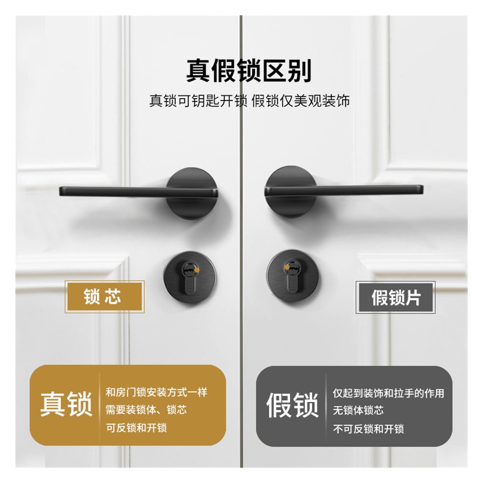 Premium Double Door Lock Set - Heavy Duty Office & Bedroom Wooden Door Lock - Interior Villa Double Door Security Lock - Complete Suite (Bronze A08 025) - Ideal for Homes, Offices & Commercial Spaces