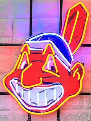 HOLTEEZ Cleveland Indians Neon Sign Light - 20x16 Inch Beer Bar Decor, HD Vivid Printing, Handmade Artwork for Sports Fans | Perfect for Man Cave, Sports Bar, Game Room & Cleveland Indians Fan Gifts