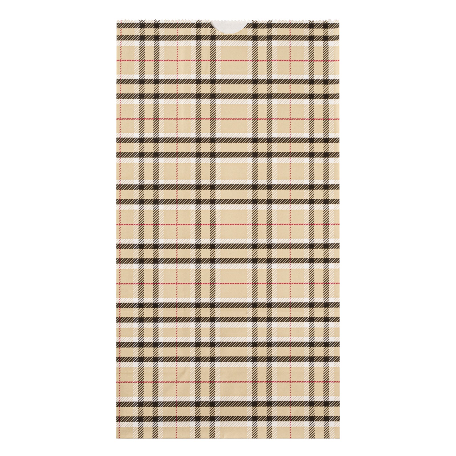 Eco-Friendly Plaid Paper Bags 6lb Capacity - 6x3.5x10.75 Inches - Pack of 100 - Perfect for Retail Shopping, Gift Wrapping & Party Favors