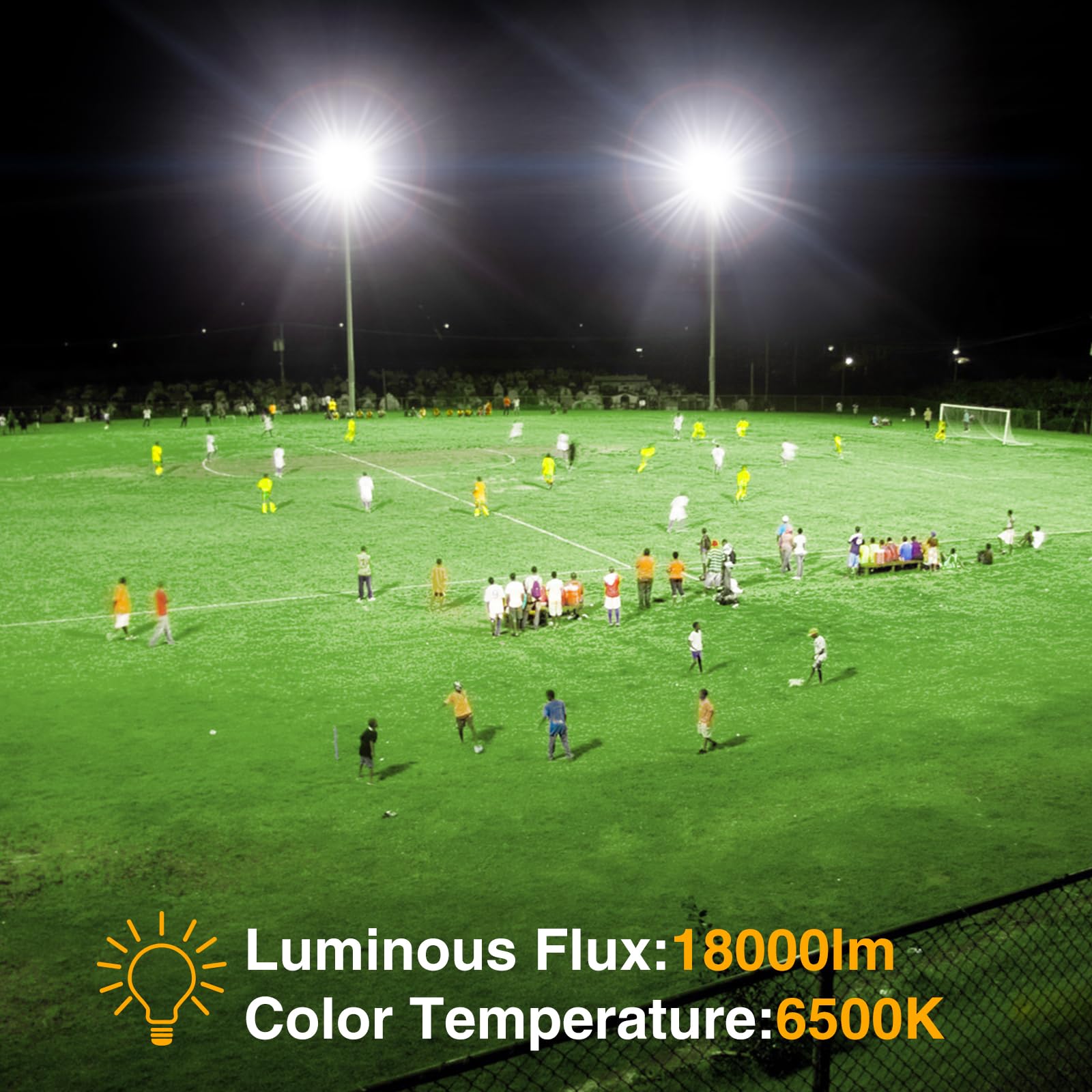 200W LED Flood Lights Outdoor - 18000LM Super Bright Security Light, IP66 Waterproof, 6500K Daylight White (2 Pack) - Perfect for Garage, Yard, Garden, Stadium, Playground & Arena Lighting