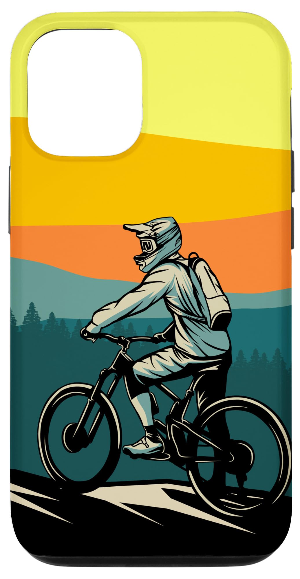 iPhone 12/12 Pro Shockproof Case - Retro Mountain Bike Design Protective Cover for Downhill Biking & Outdoor Adventures
