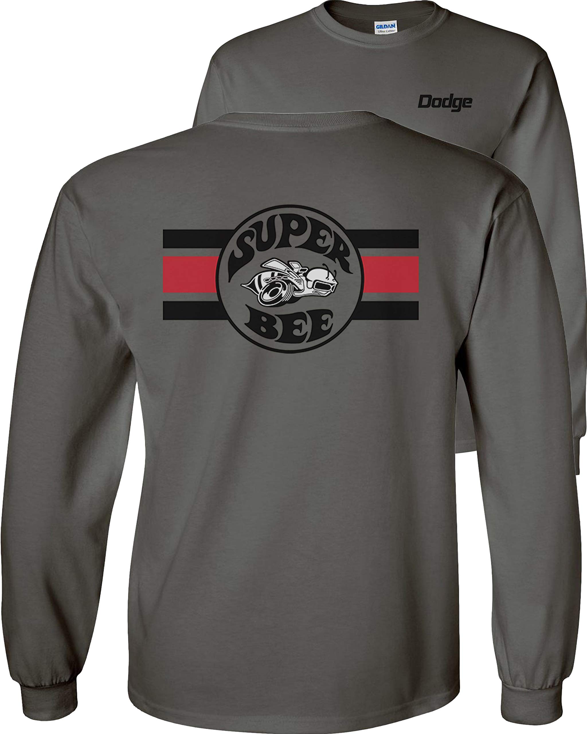 Dodge Super Bee Racing Stripe Long Sleeve T-Shirt for Men - Vintage Chrysler Plymouth Charger Muscle Car Enthusiast - Casual Wear & Car Show Apparel
