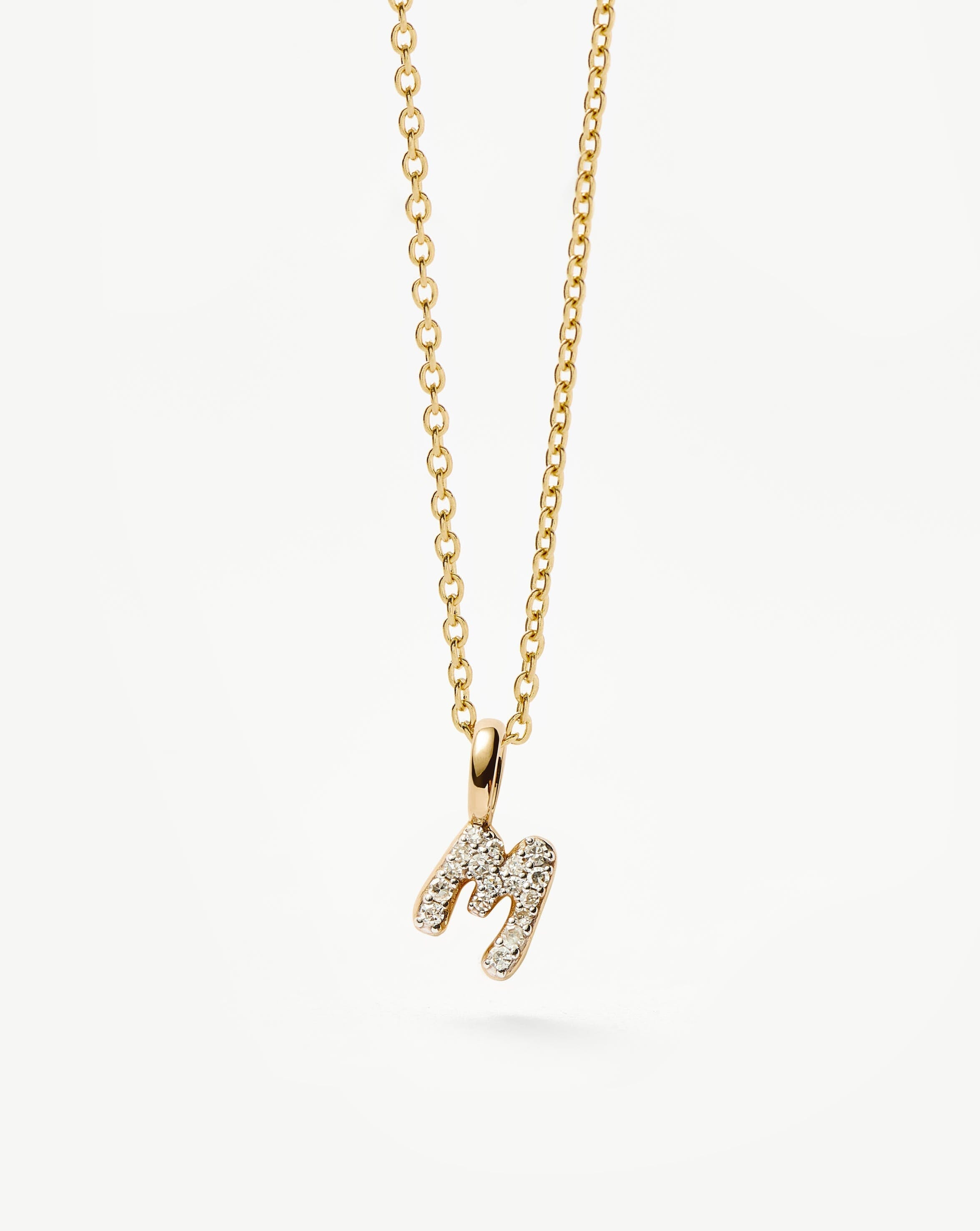 14K Solid Yellow Gold Plated Diamond Initial Mini Pendant Necklace for Women - Personalized Name Letter Jewelry Gift for Birthday, Anniversary & Valentine's Day