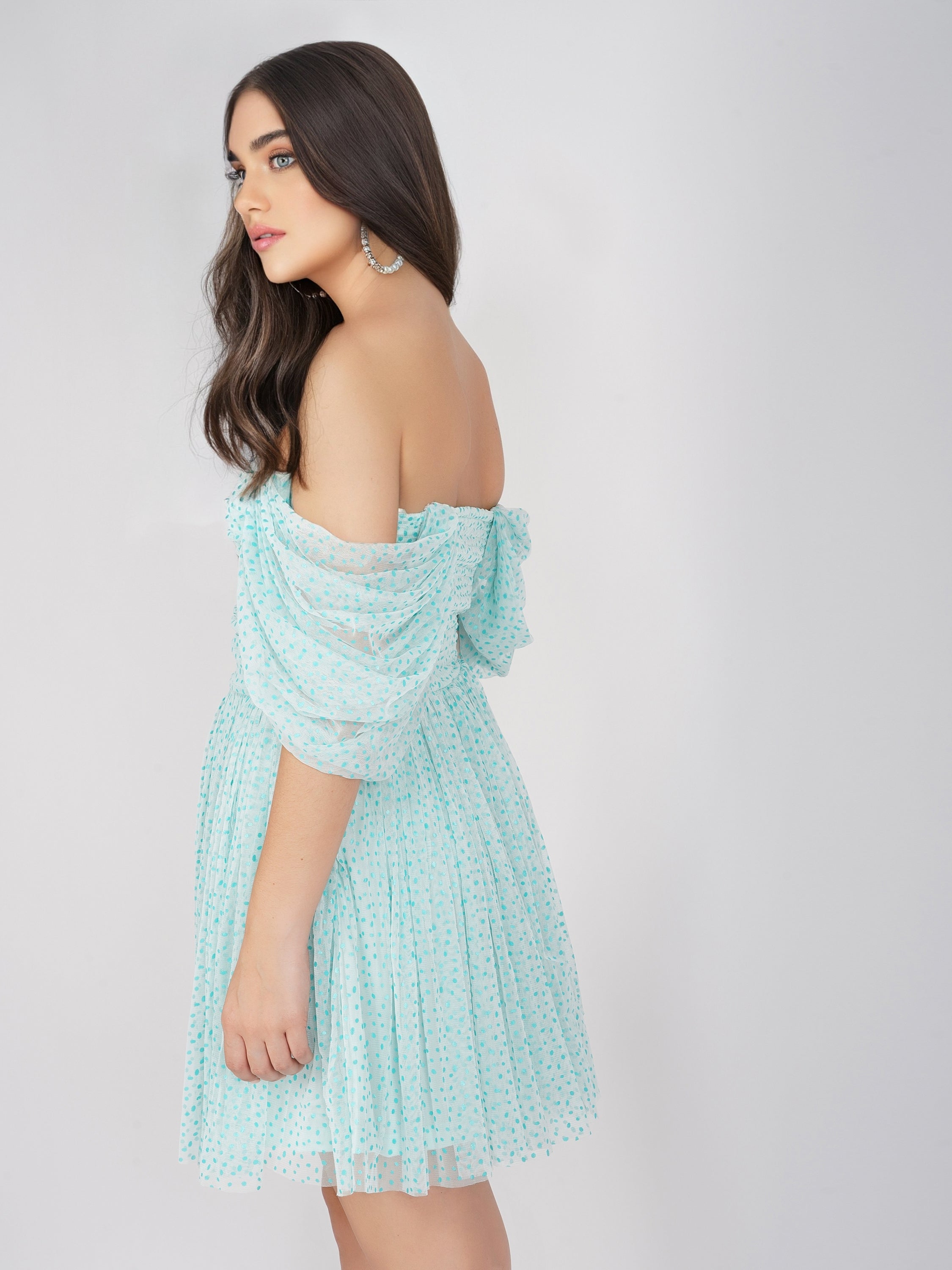 Sydney Tulle Polka Dot Mini Dress in Mint Green - Perfect for Summer Parties, Weddings & Casual Outings