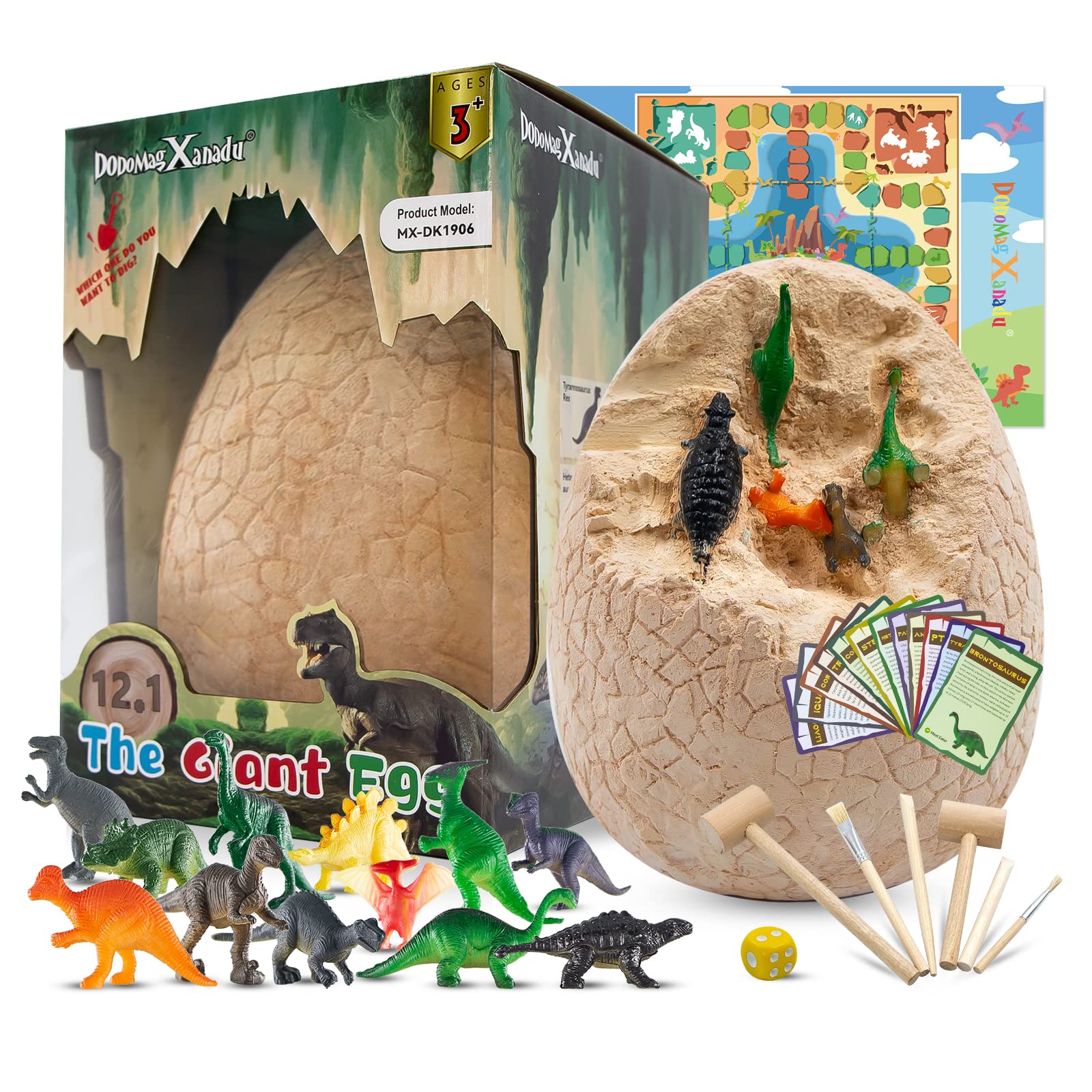 Dinosaur Egg Excavation Kit - 12 Jumbo Dino Eggs with Realistic Dinosaur Toys, STEM Science Educational Dig Kit for Kids | Perfect for Dinosaur Theme Parties, Easter Gifts & Classroom Science Projects