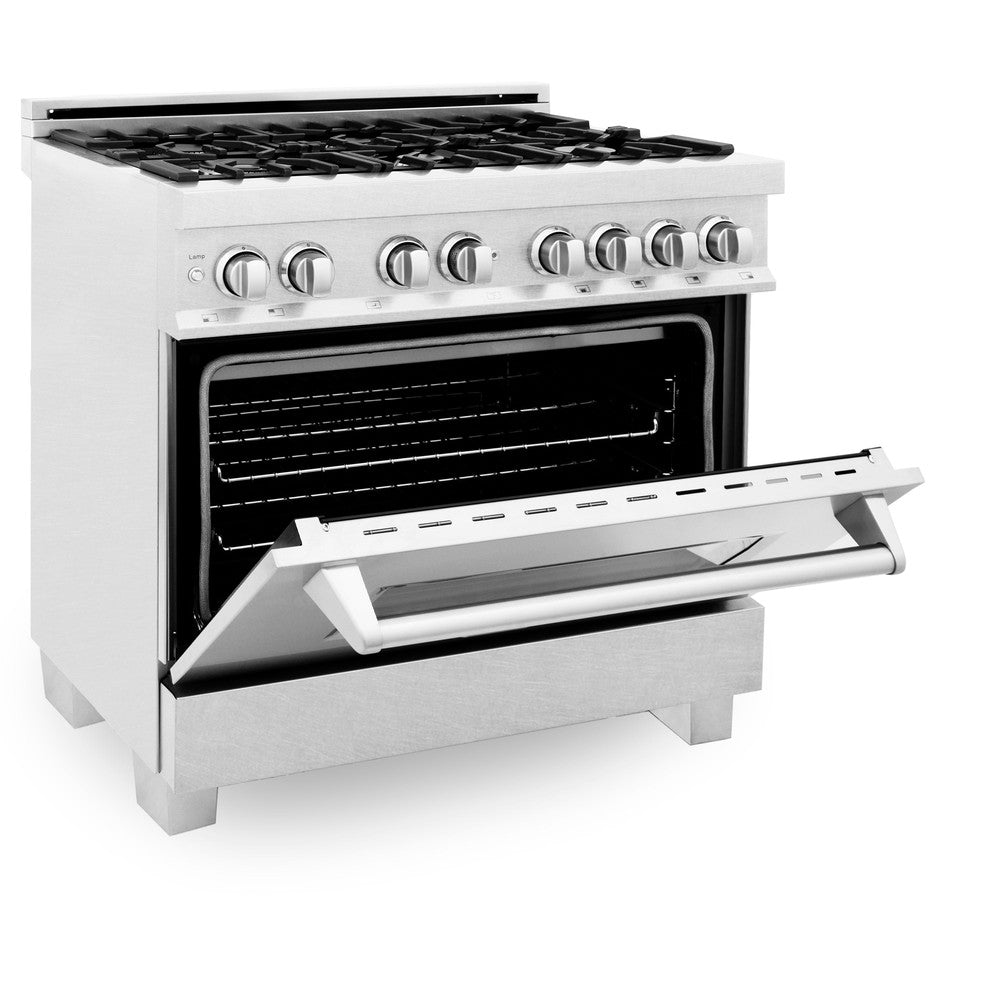 ZLINE 36 Inch Professional Kitchen Package - Stainless Steel Dual Fuel Range, Ducted Range Hood & Tall Tub Dishwasher Set for Modern Home Cooking & Entertaining