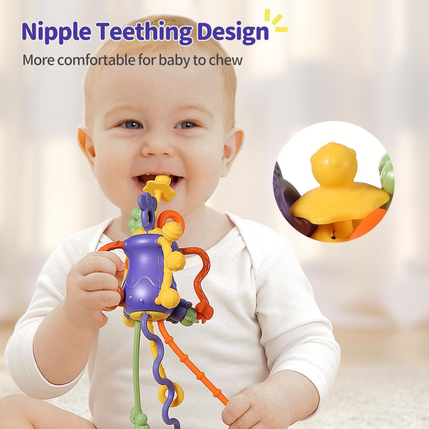 Best Baby Toys 6-12 Months - Airplane Travel Essentials & Car Seat Teething Mittens with Rattle for 1 Year Old Boys Girls | Sensory Toys for Toddlers with Autism | Perfect for Easter Basket Stuffers, Long Flights & Developmental Play