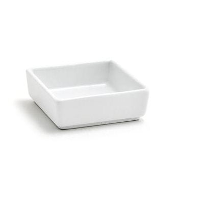 2.5 Oz White Square Ramekin for Baking - Front of the House Mod Ceramic Dish for Crème Brûlée, Soufflés, and Desserts - Perfect for Restaurants, Catering, and Home Cooking