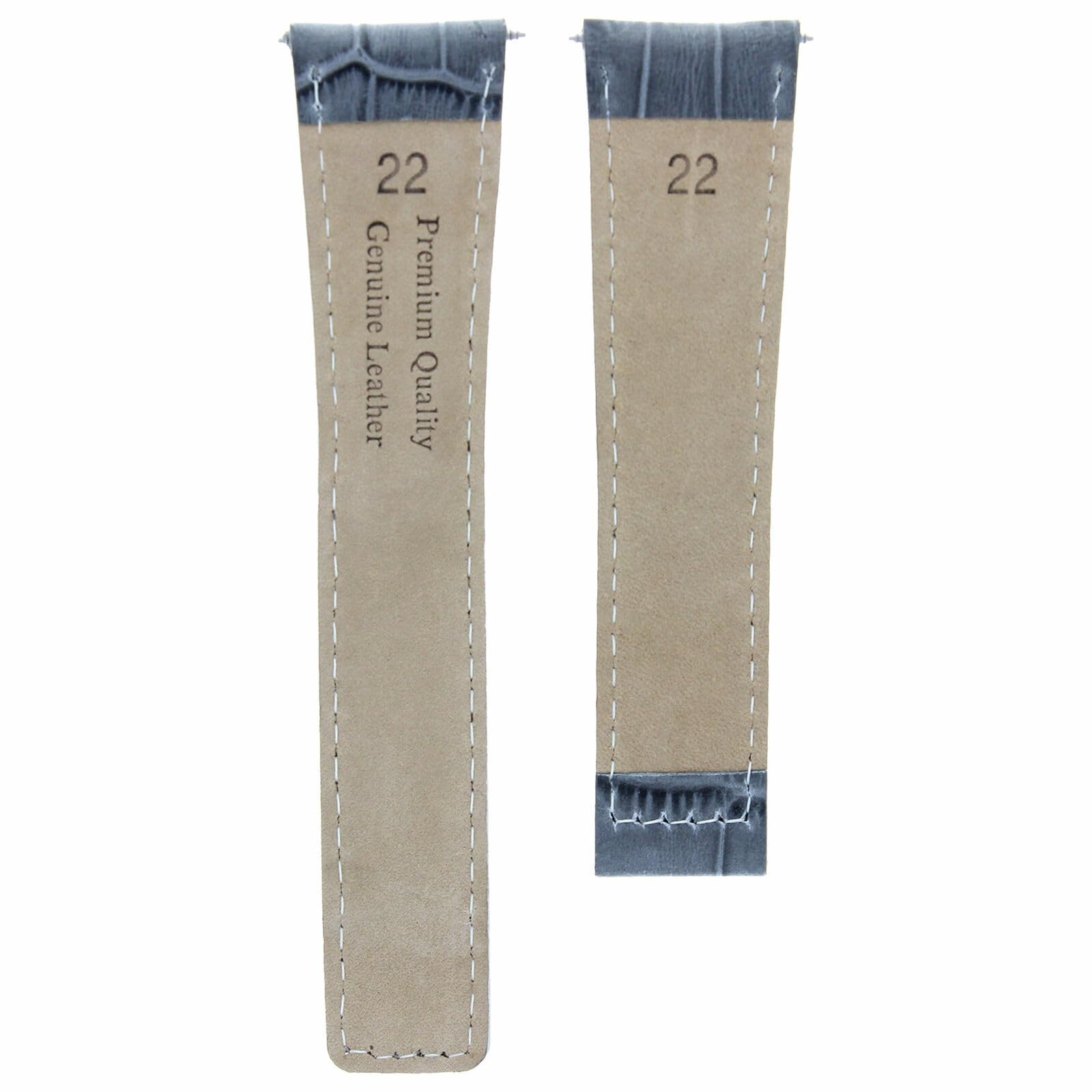 22mm Genuine Leather Watch Band Strap with Deployant Clasp - Compatible with TAG Heuer Carrera (Gray) | Premium Replacement Watch Strap for Men's Luxury Watches | Business, Office & Formal Occasions