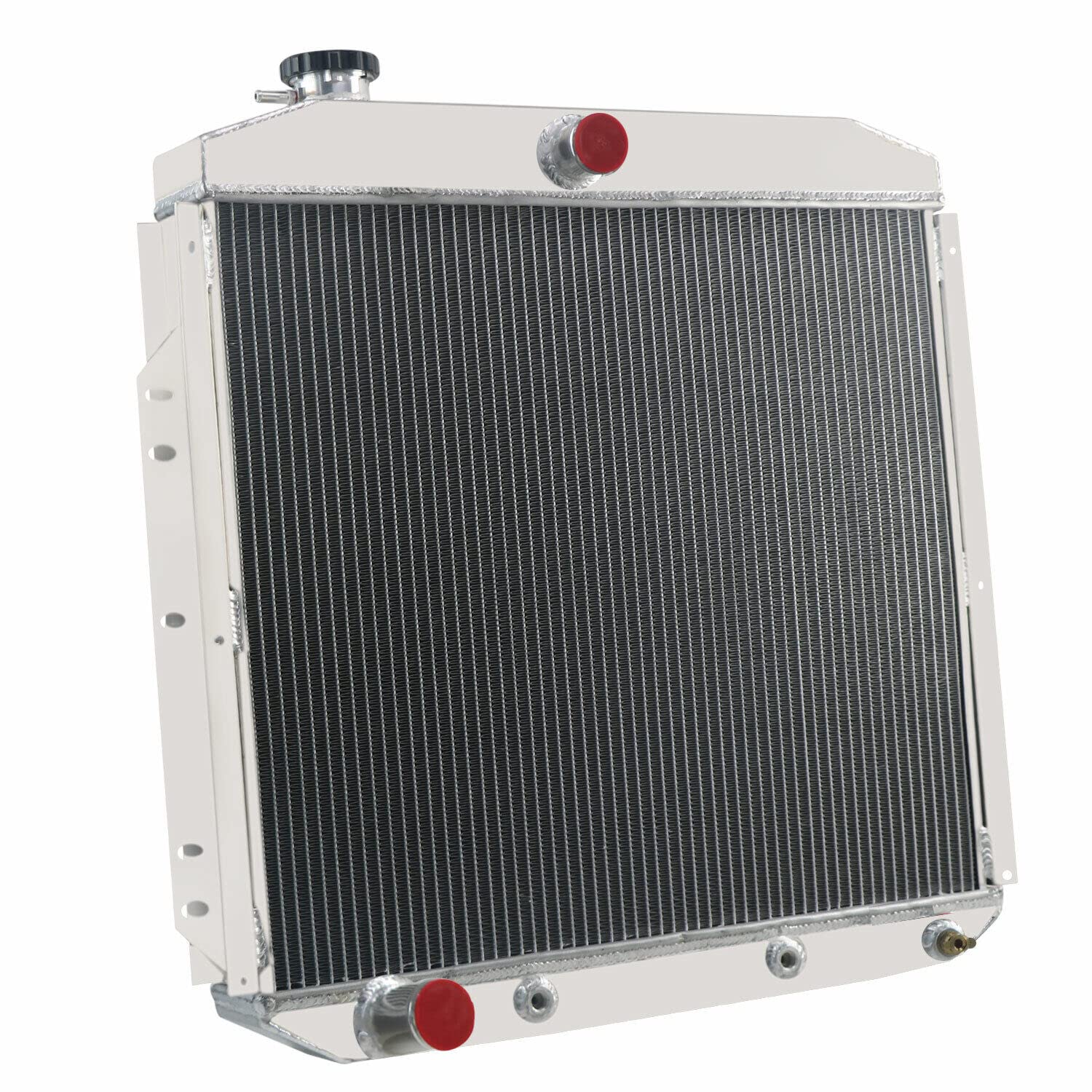 62MM All Aluminum Radiator for 1953-1956 Ford F100 F250 F350 Pickup Trucks - Compatible with L6 & V8 Engines, 4-Row Cooling System with Electric Fan Shroud & Thermostat Kit - Perfect for Classic Truck Restoration & Hot Rod Upgrades