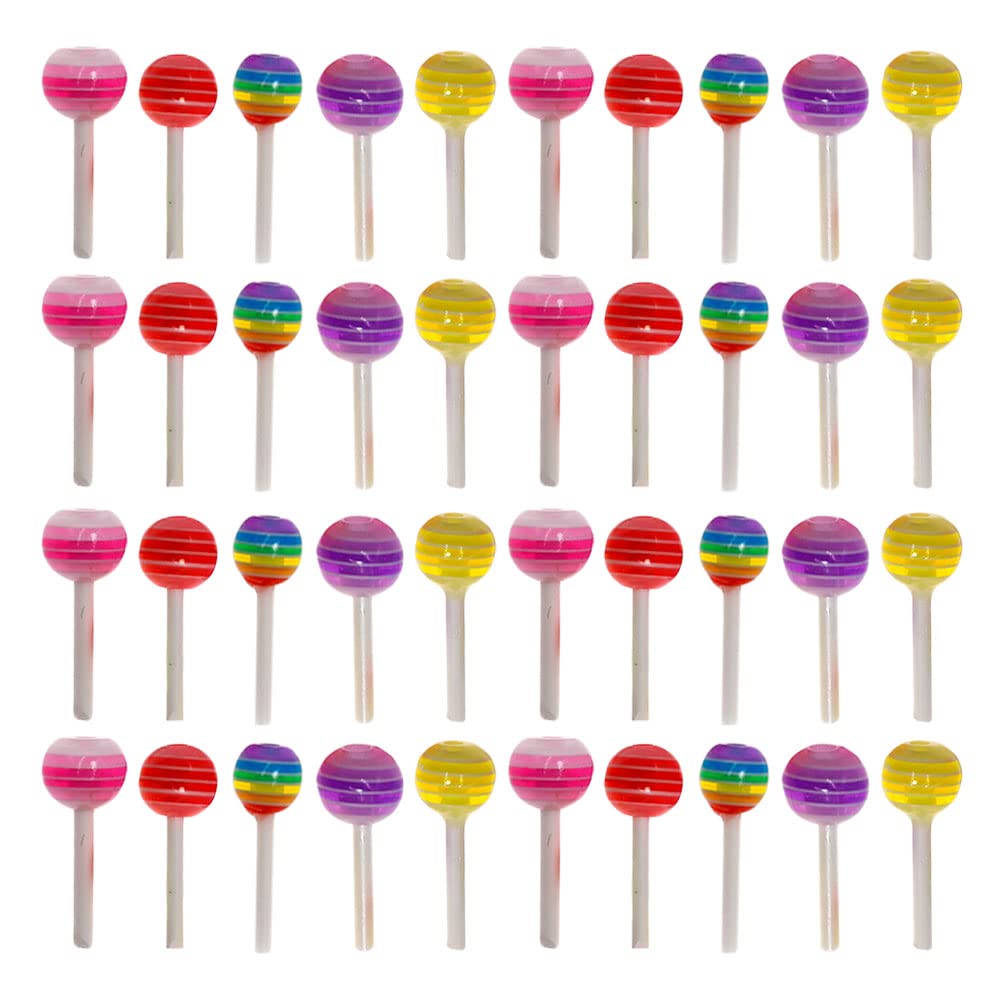 FOMIYES 100Pcs Rainbow Lollipop Nail Art Decorations - DIY Nail Art Accessories Kit for Manicure, Nail Salon & Party Nail Designs