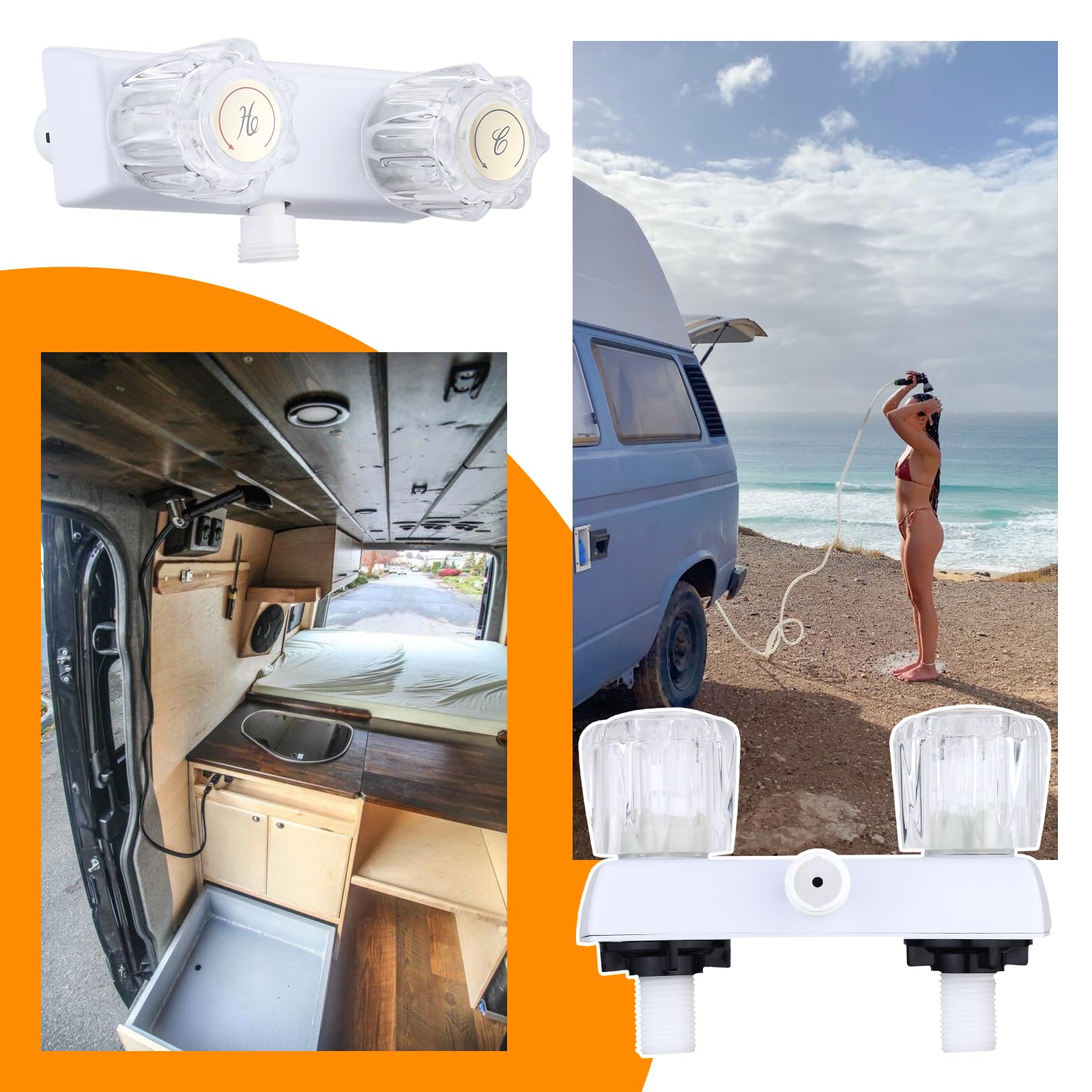 RV Shower Faucet Replacement - Camper Van Shower Mixing Valve with Diverter for Travel Trailer & Motorhome | Durable Bathroom Fixture for Outdoor Adventures & Off-Grid Living